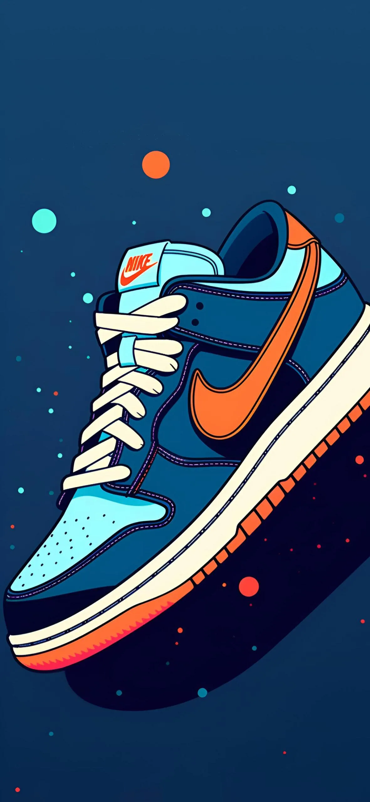 Colourful sneaker illustration on a deep blue background