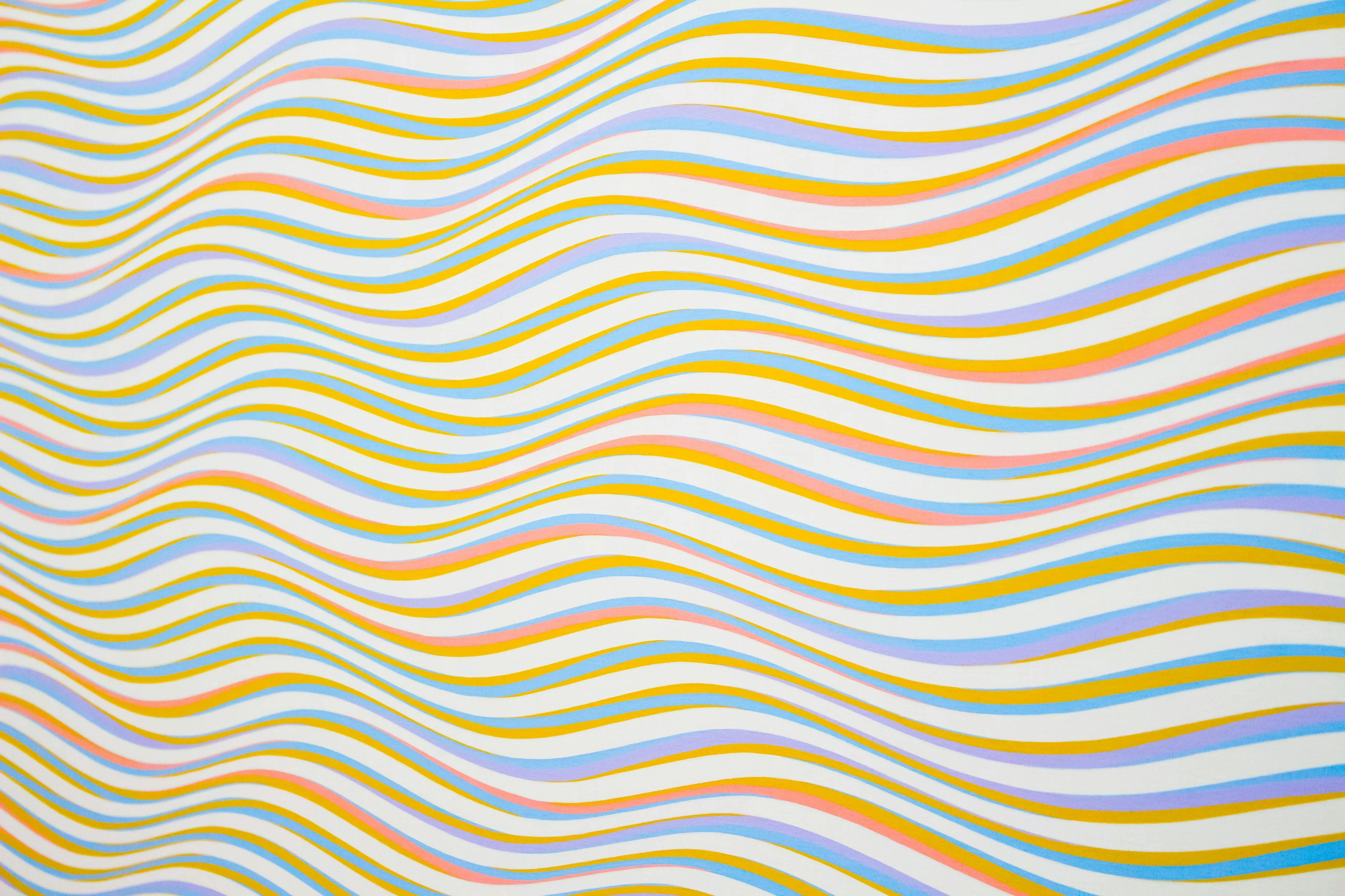 Colourful wavy lines on a white background free Wallpaper