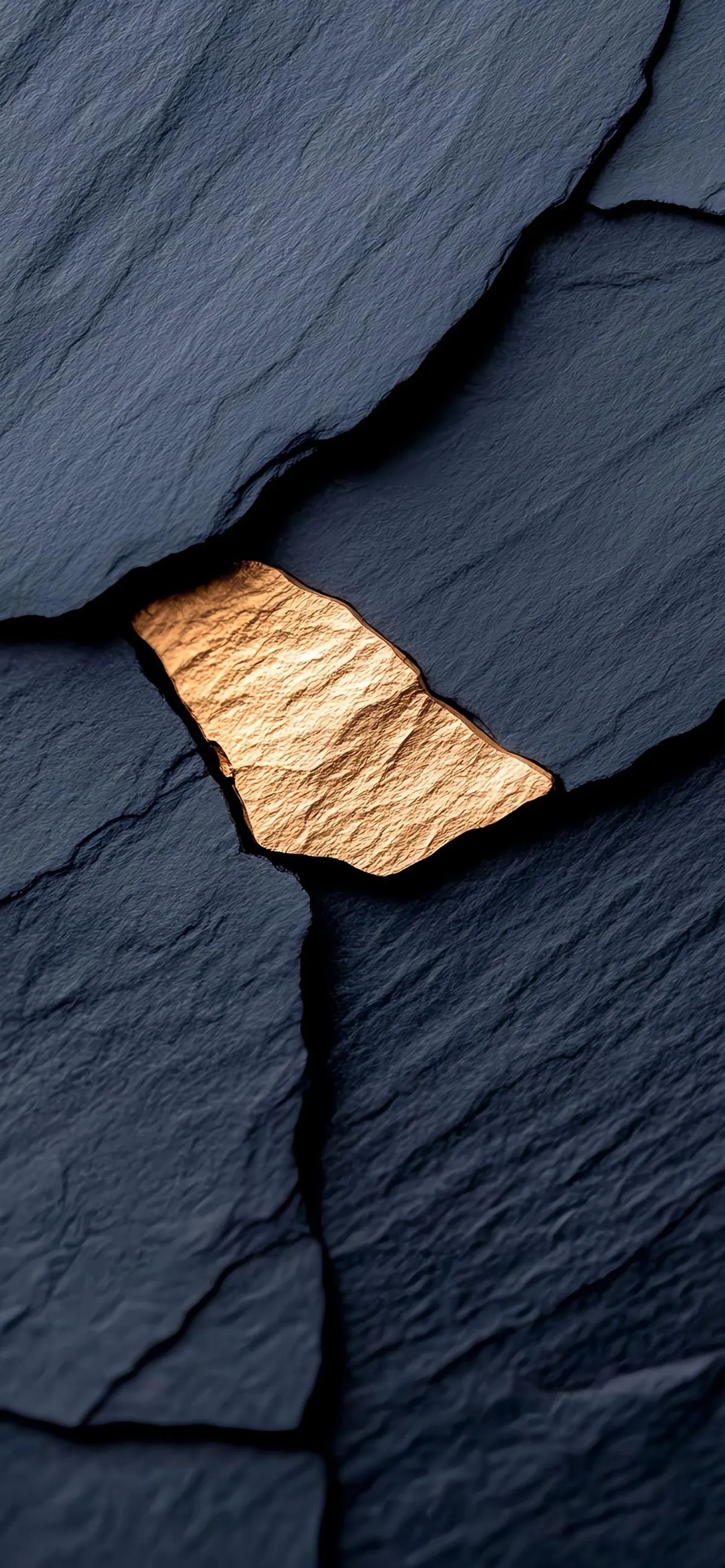 Cracked Stone Tiles with Small Golden Leaf Detail Wallpaper