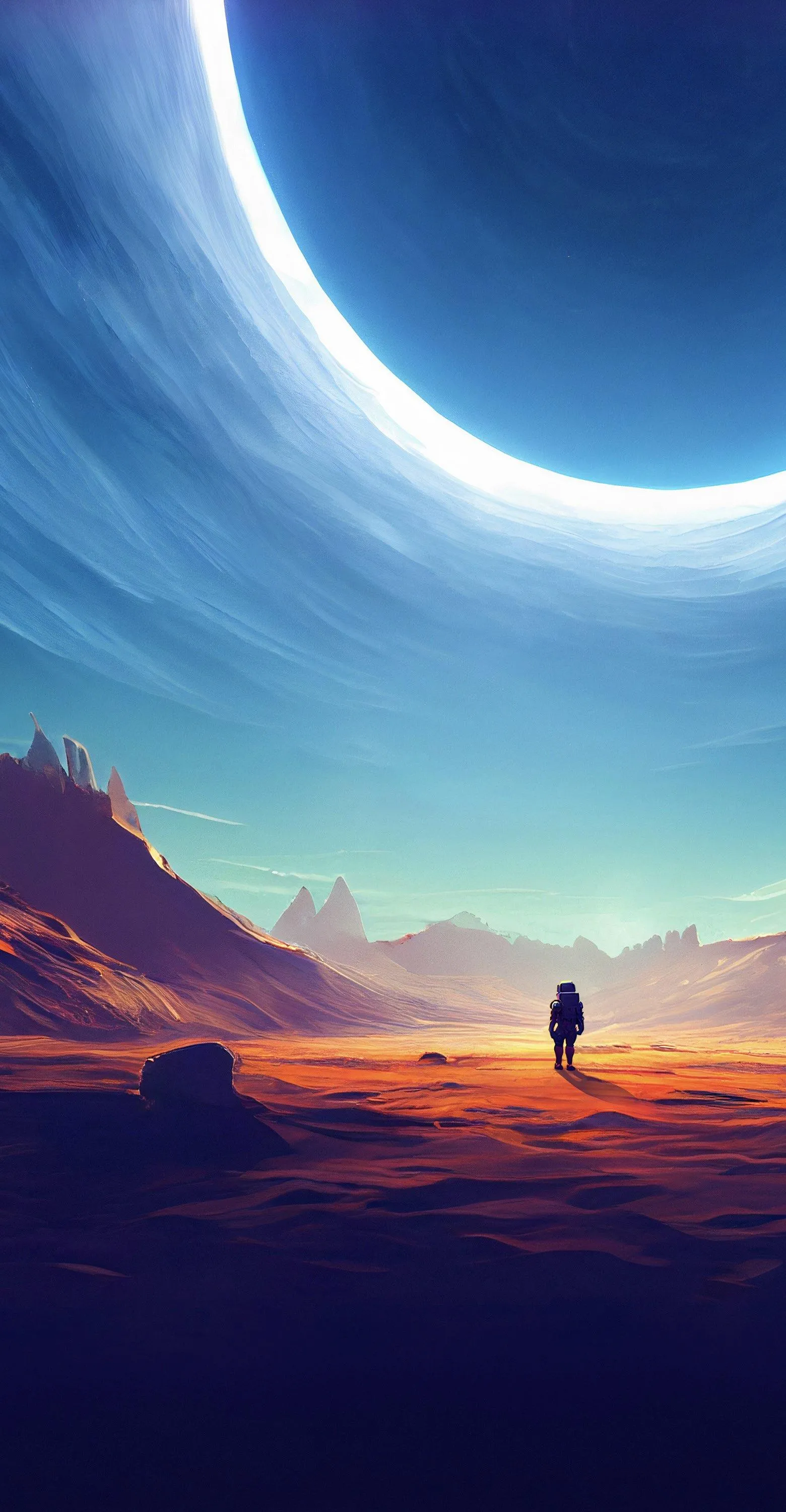 Crescent moon over sky with sunset and flying silhouette