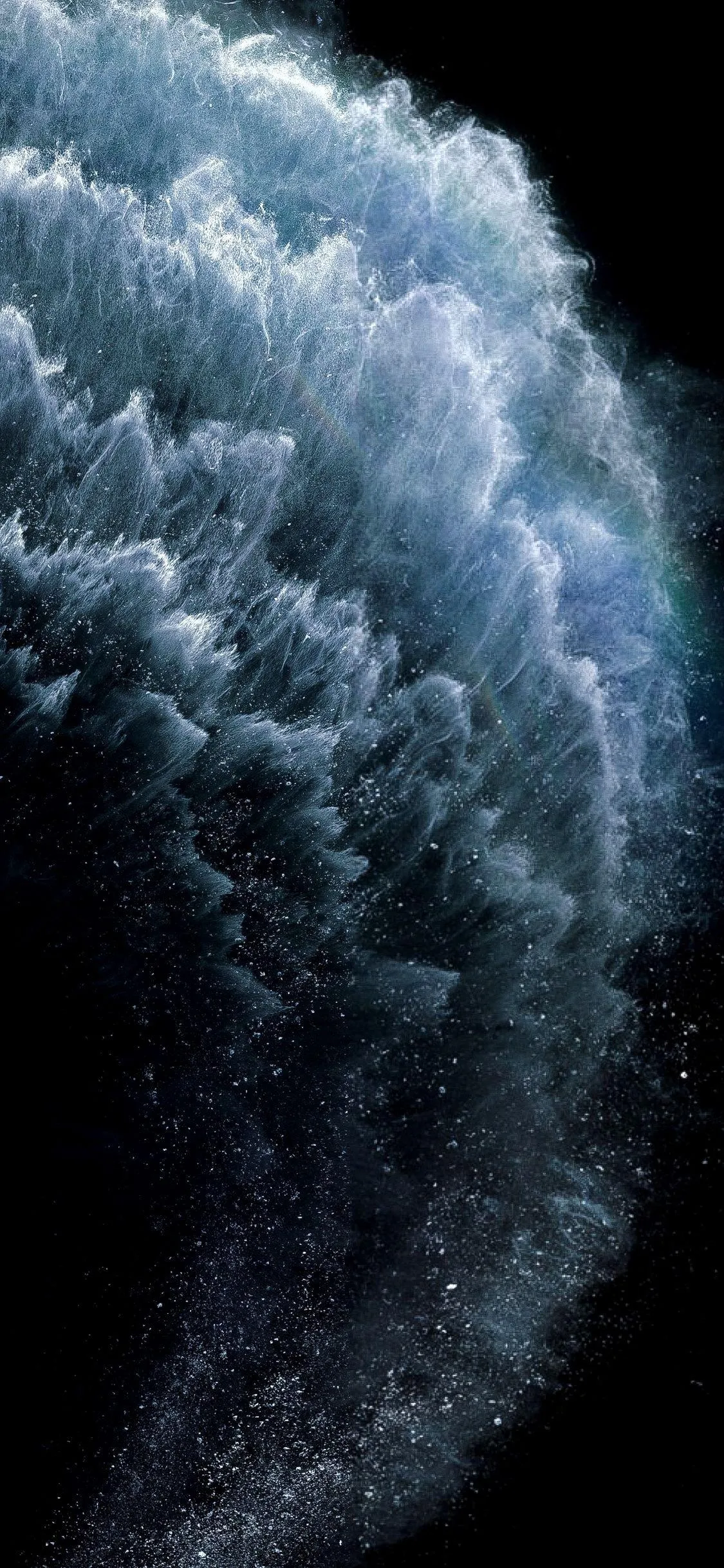 Crystal wave splash in slow motion on a black background