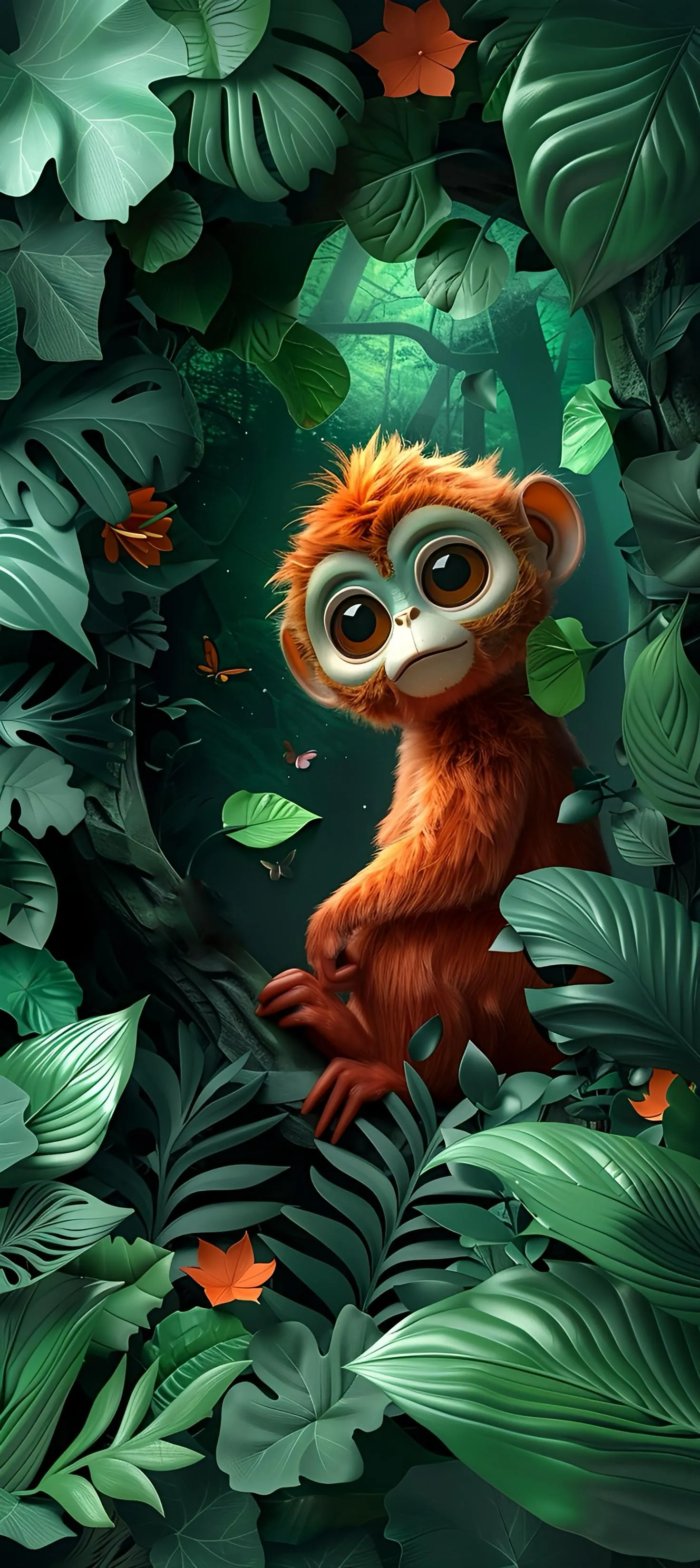 Cute Animal Surrounded by Lush Tropical Greenery Wallpaper