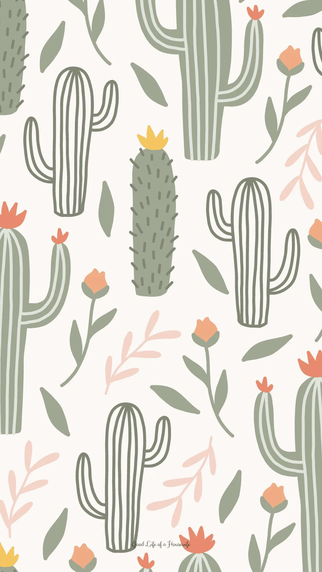Cute cactus and floral pattern perfect HD free wallpaper