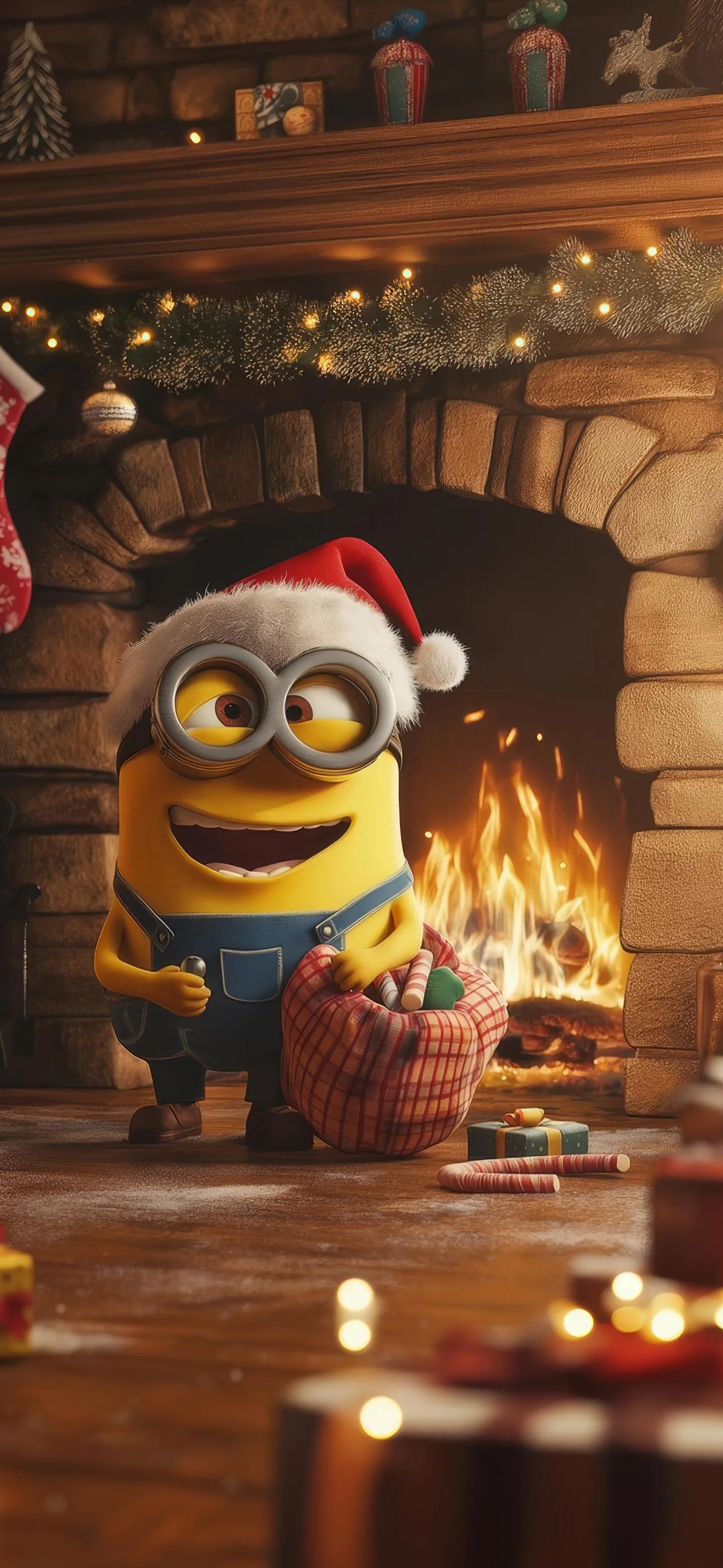 Cute Minion Character in Cozy Wooden Room Setting Wallpaper