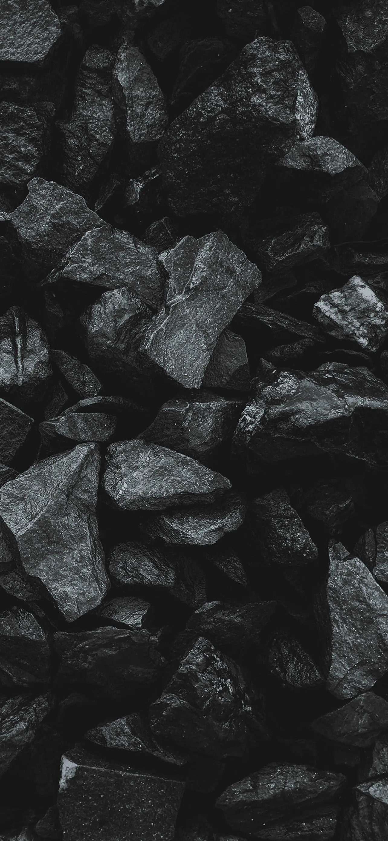 Dark Abstract Texture of Black Shattered Stone Design