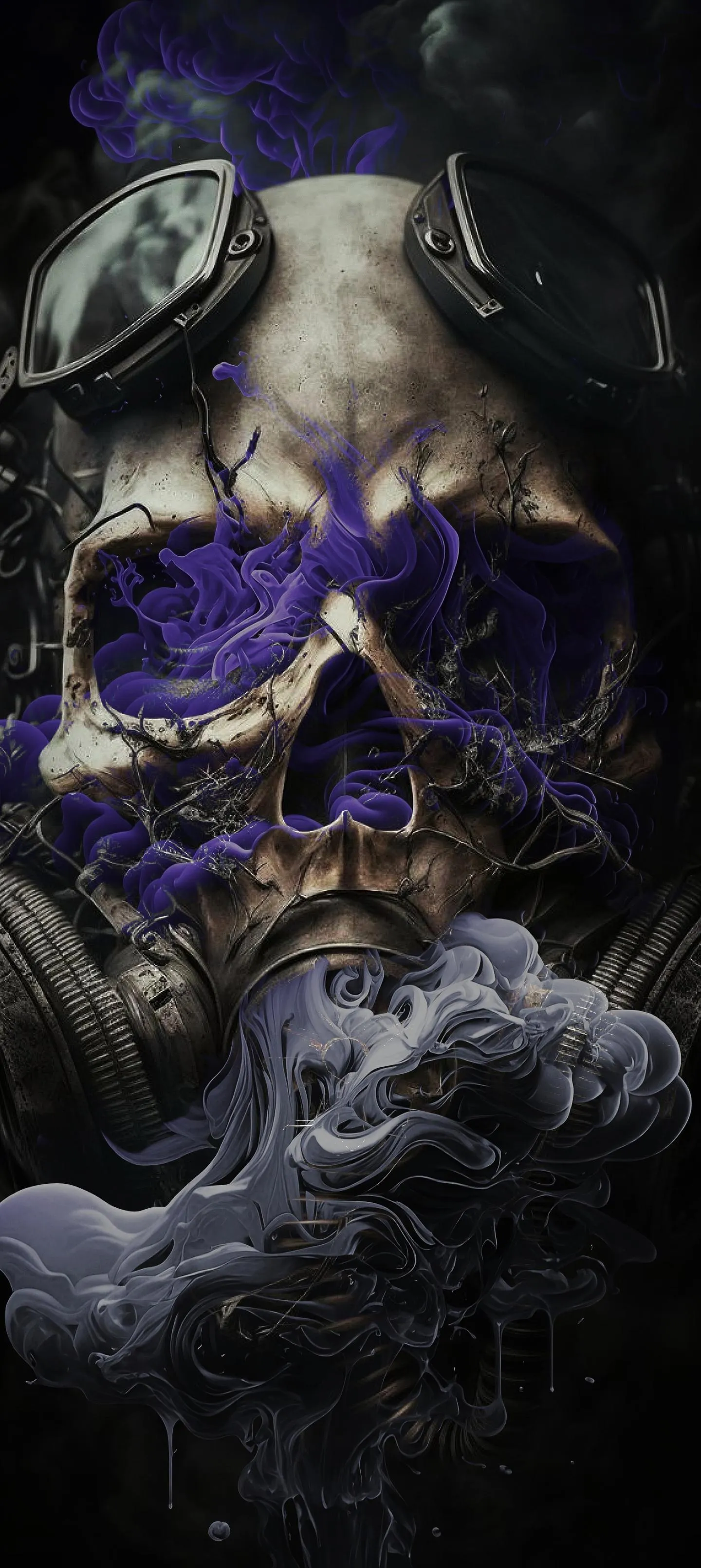 Dark artistic skull with smoky effects in black Wallpaper