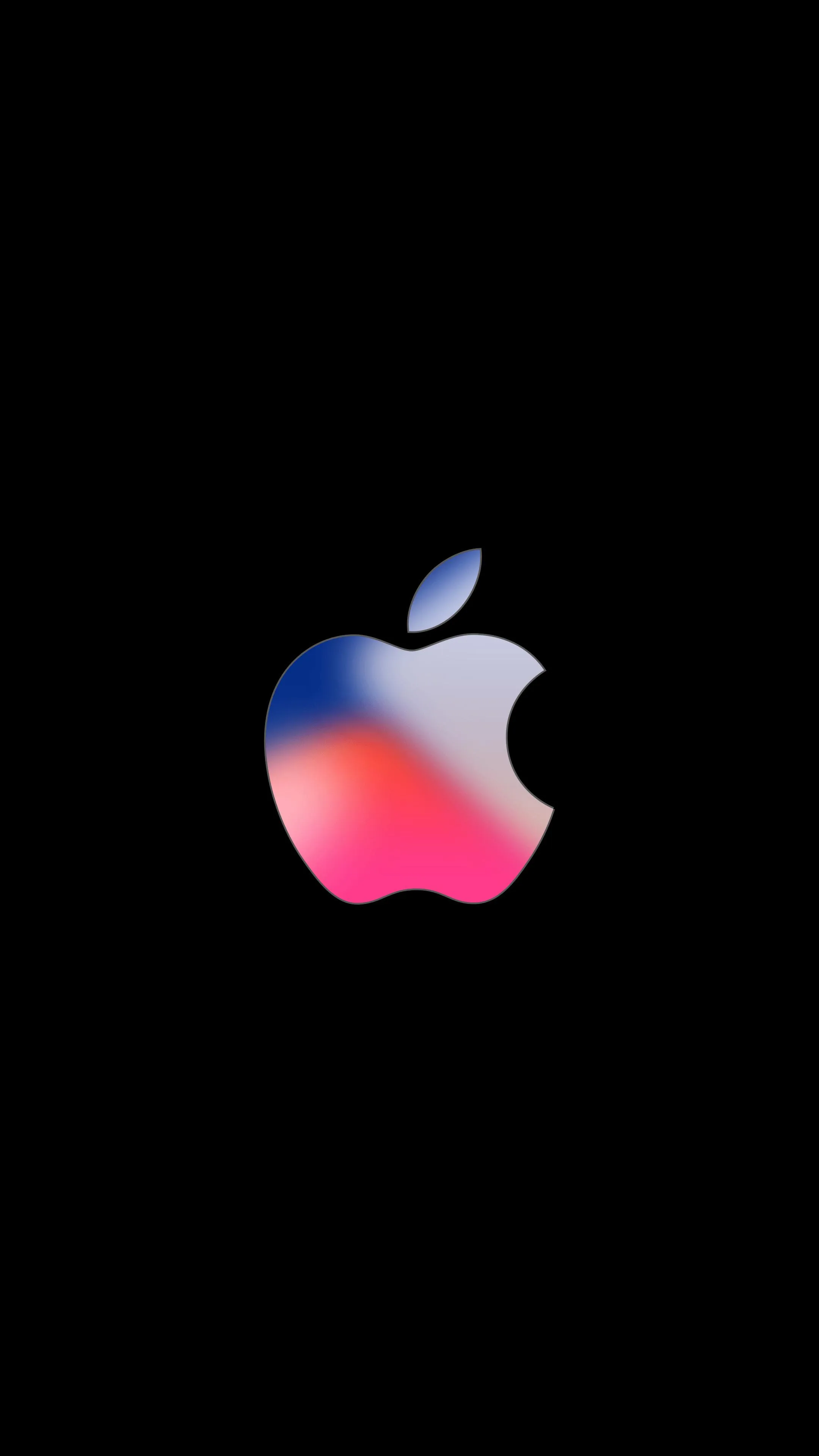 Dark background with vibrant Apple logo at the center image