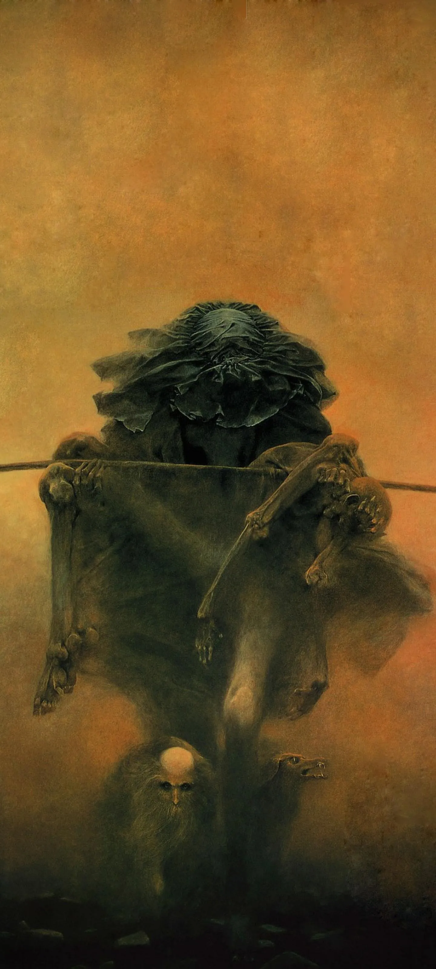 Dark Fantasy Creature in Surreal Dystopian Landscape