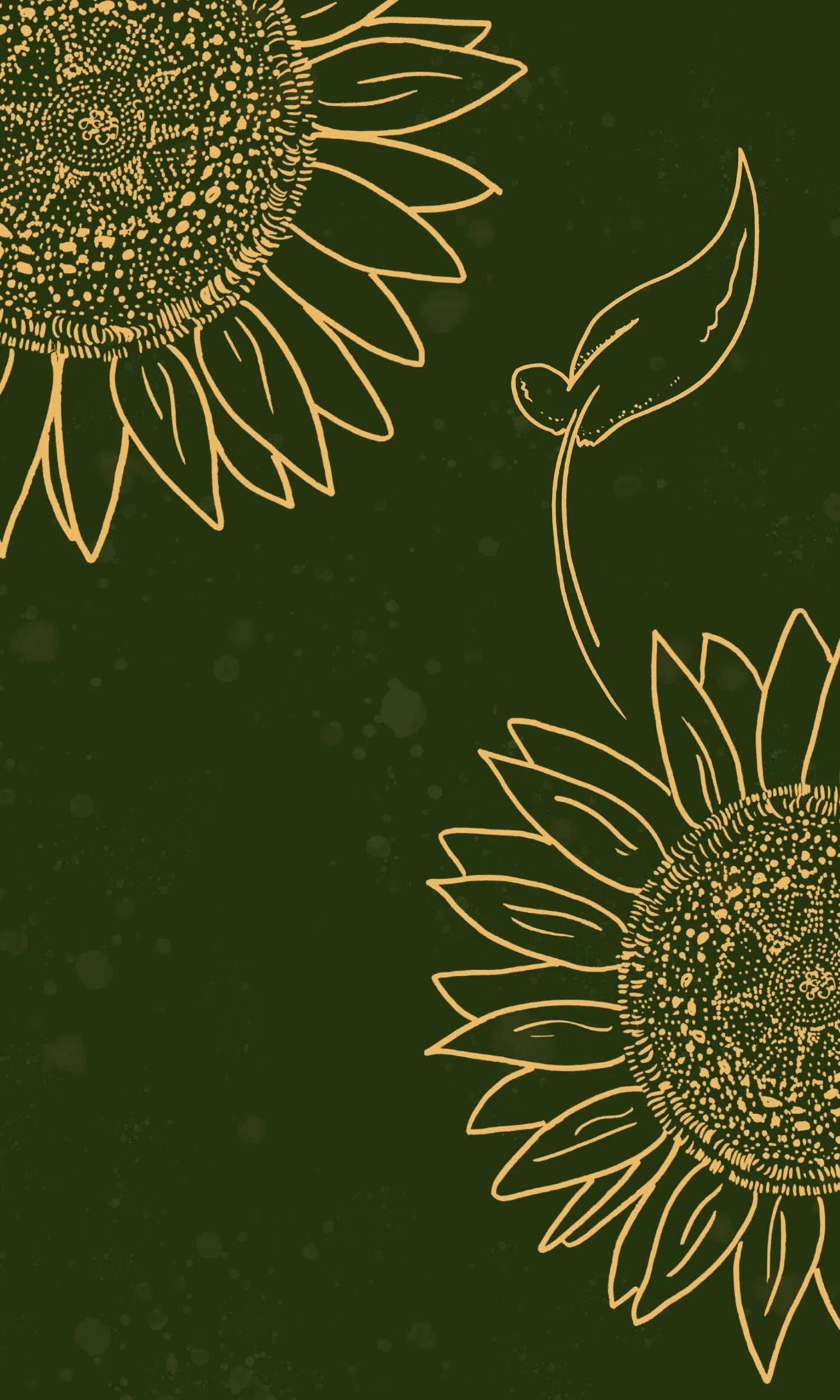 Dark green floral background with sunflower art free image