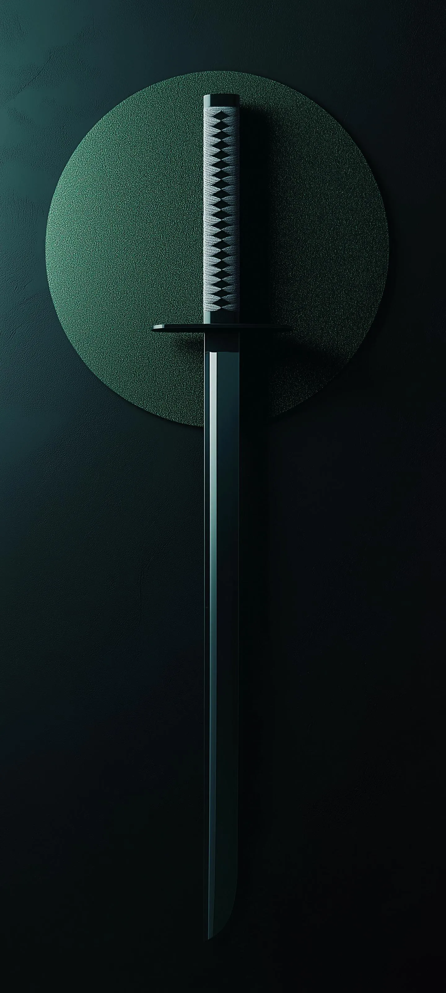 Dark Minimalist Green Sword with Center Light Wallpaper