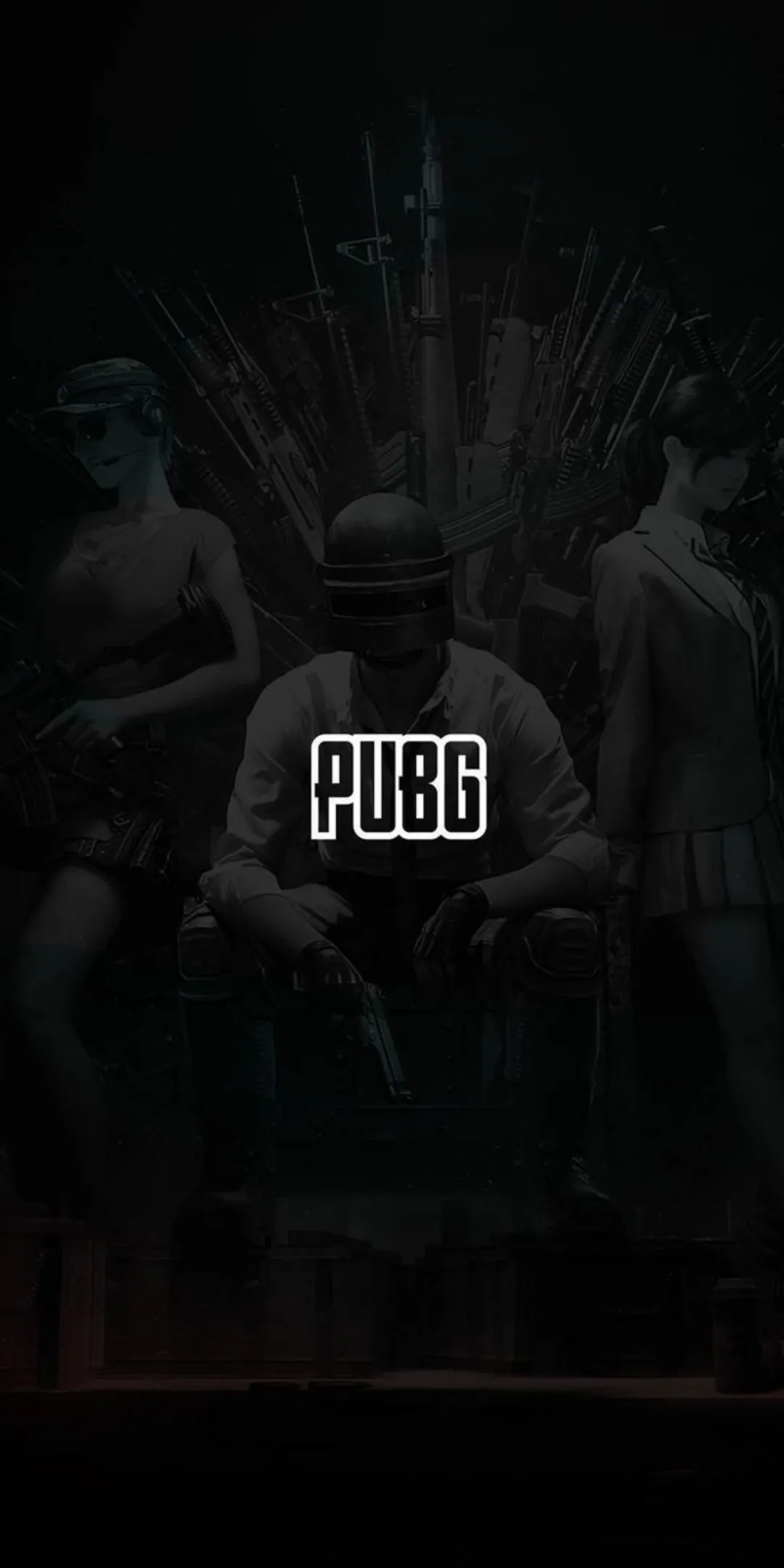 Dark Themed PUBG Gaming Logo in Black Background Wallpaper