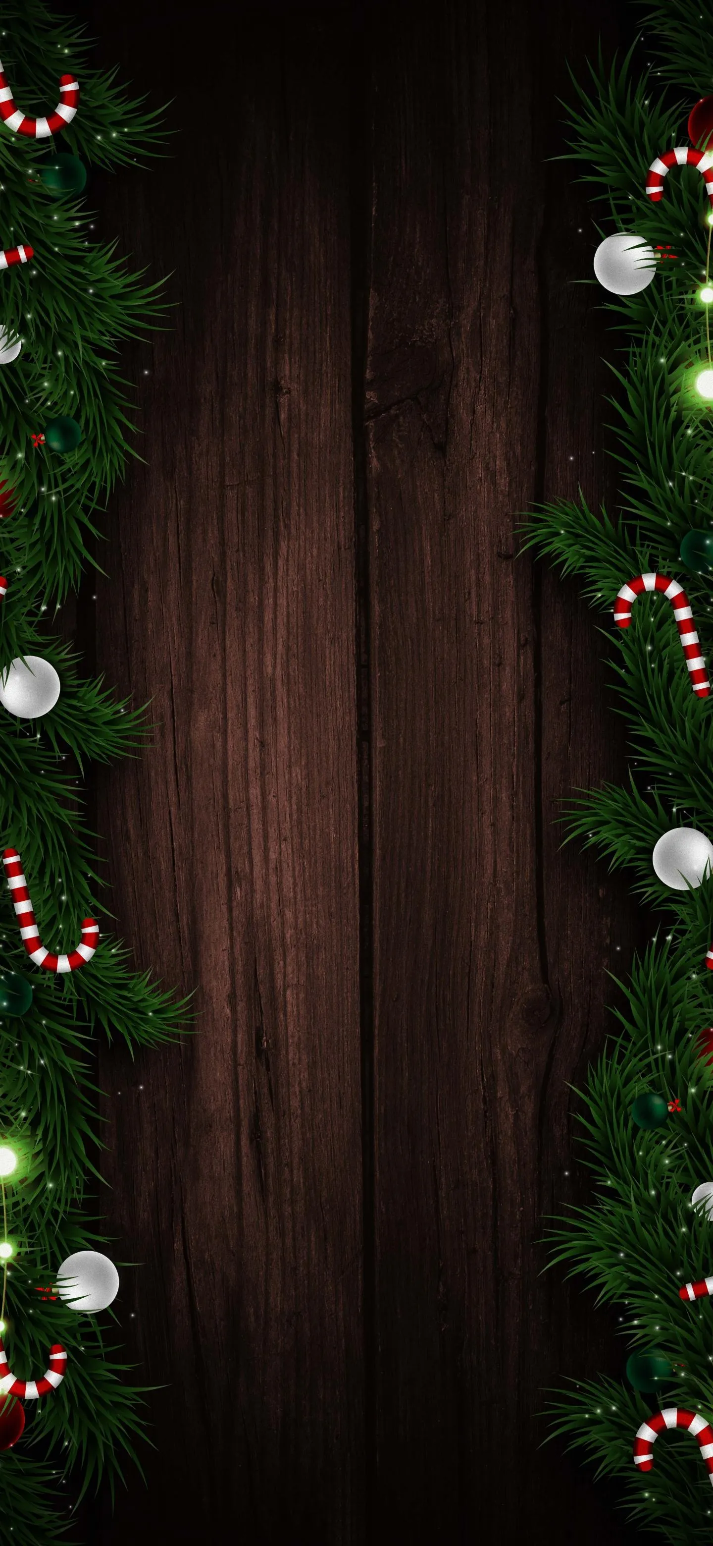 Dark Wood Texture with Green Plants in Soft Light image