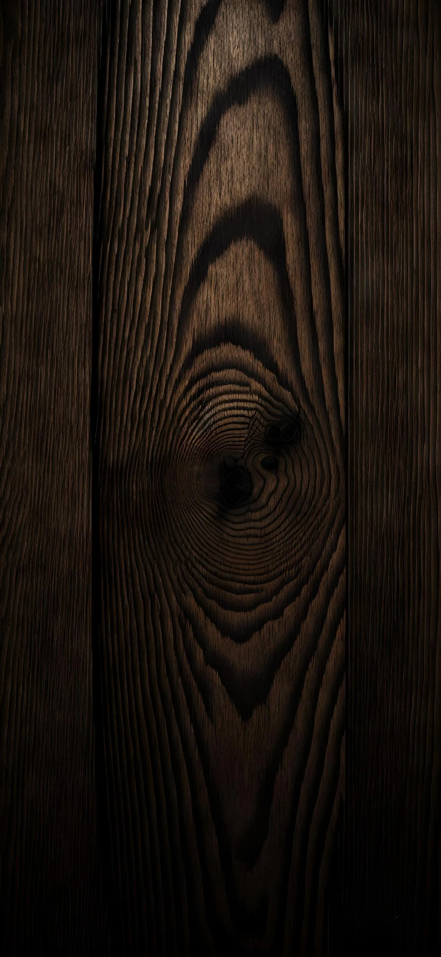 Dark Wooden Texture with Mysterious Eye Pattern Wallpaper