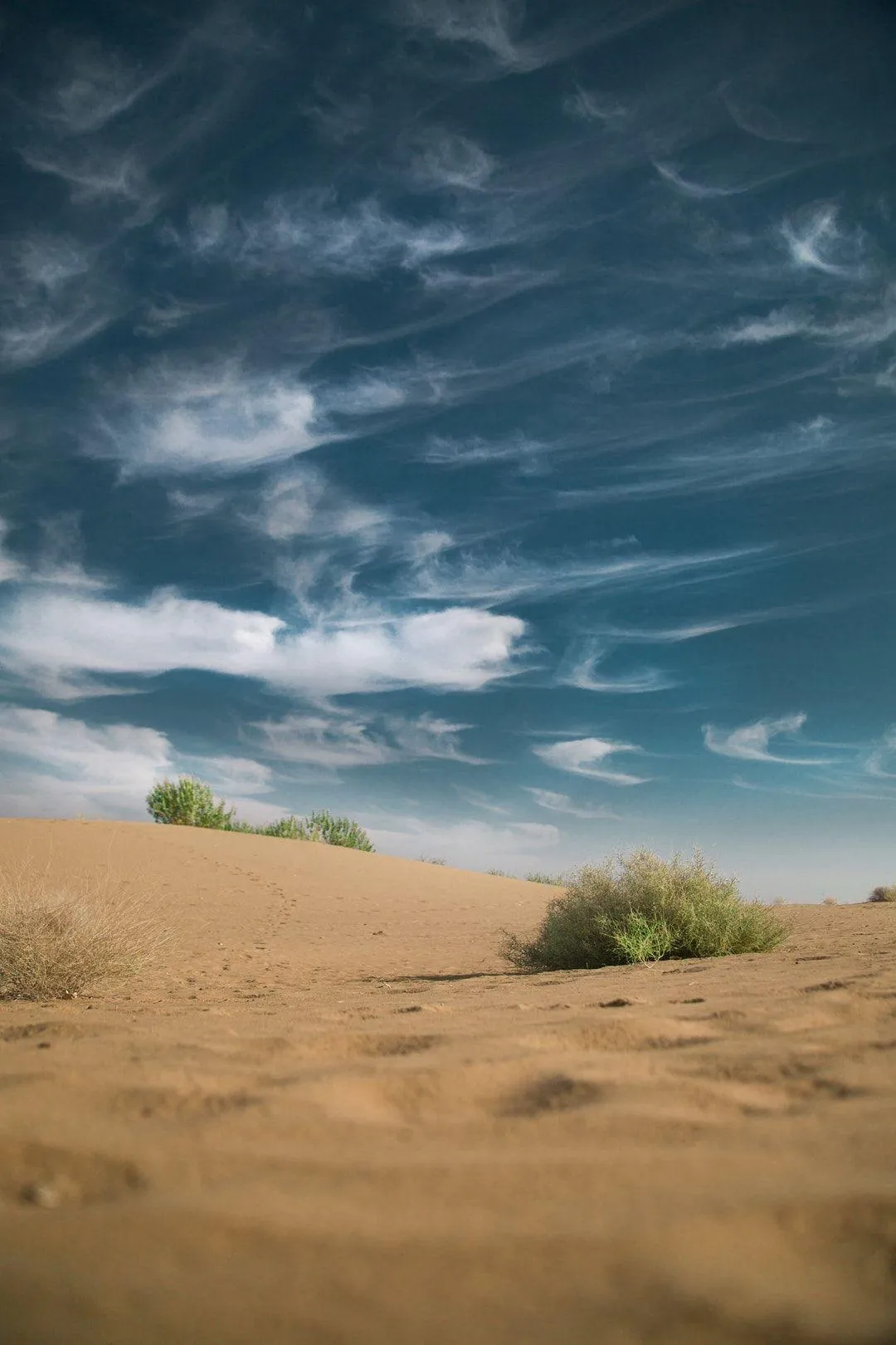 Desert landscape with sand hills under a cloudy sky image