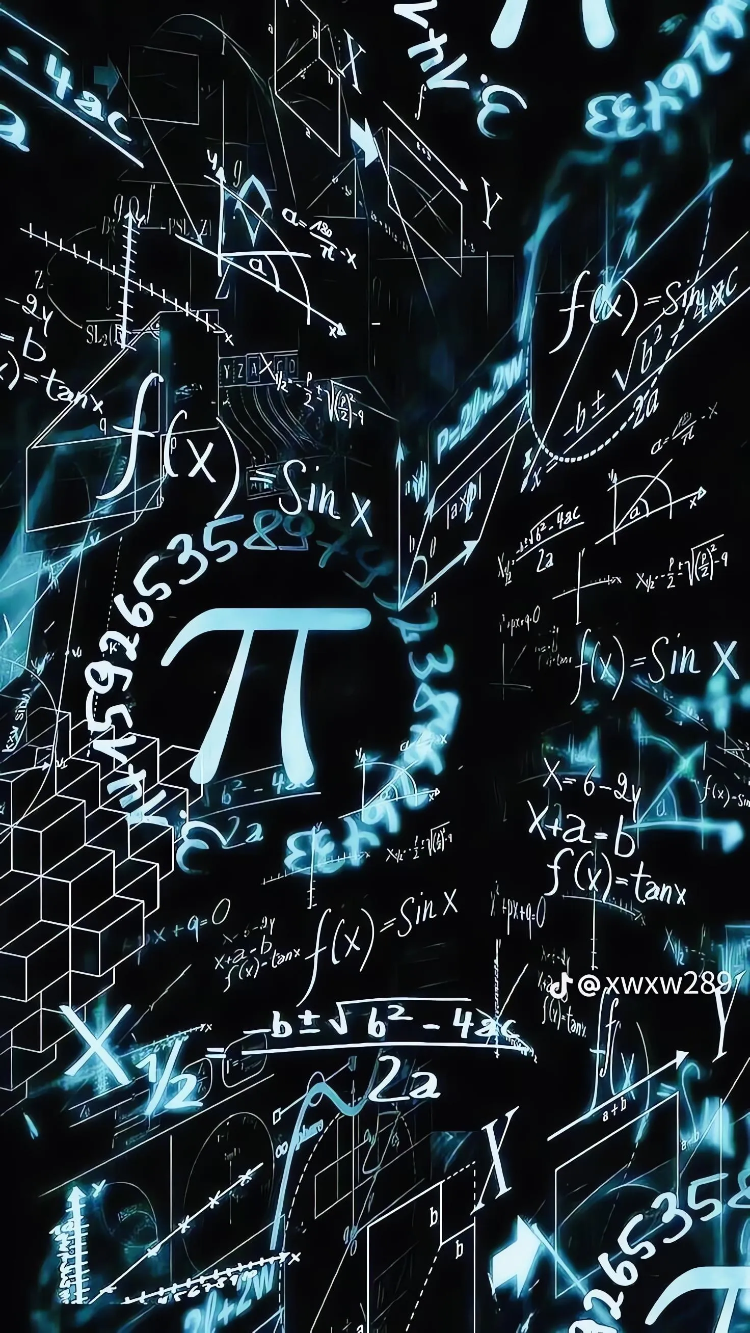 Digital Pi Symbol Glitch Effect in Sci Fi Style Background