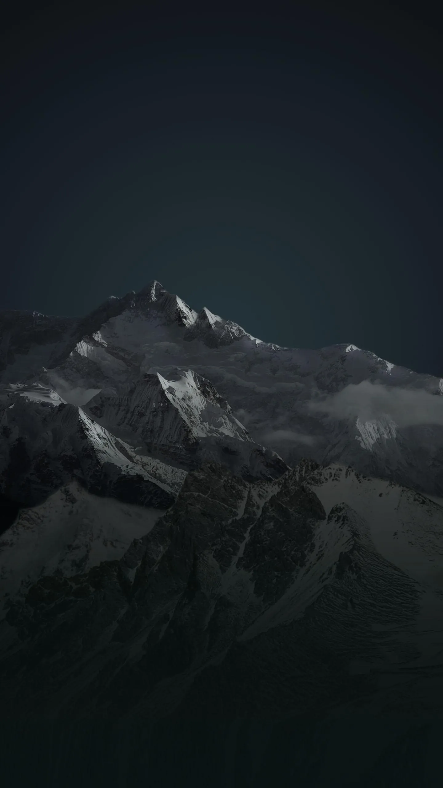Dramatic Mountain Landscape Under Deep Dark Sky Scene