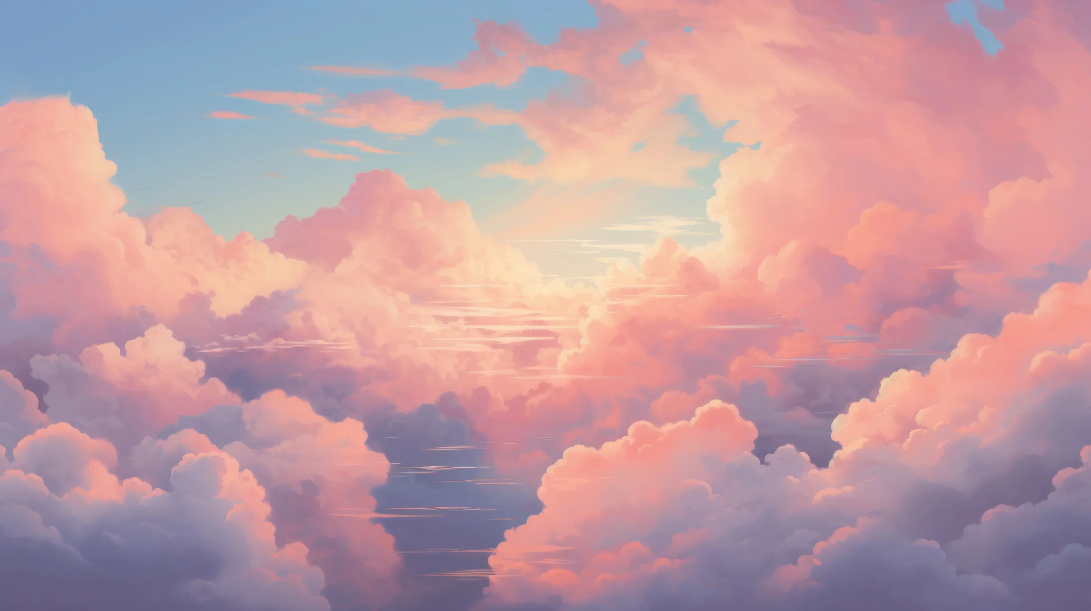 Dreamy sunset clouds with soft pink and blue gradient image