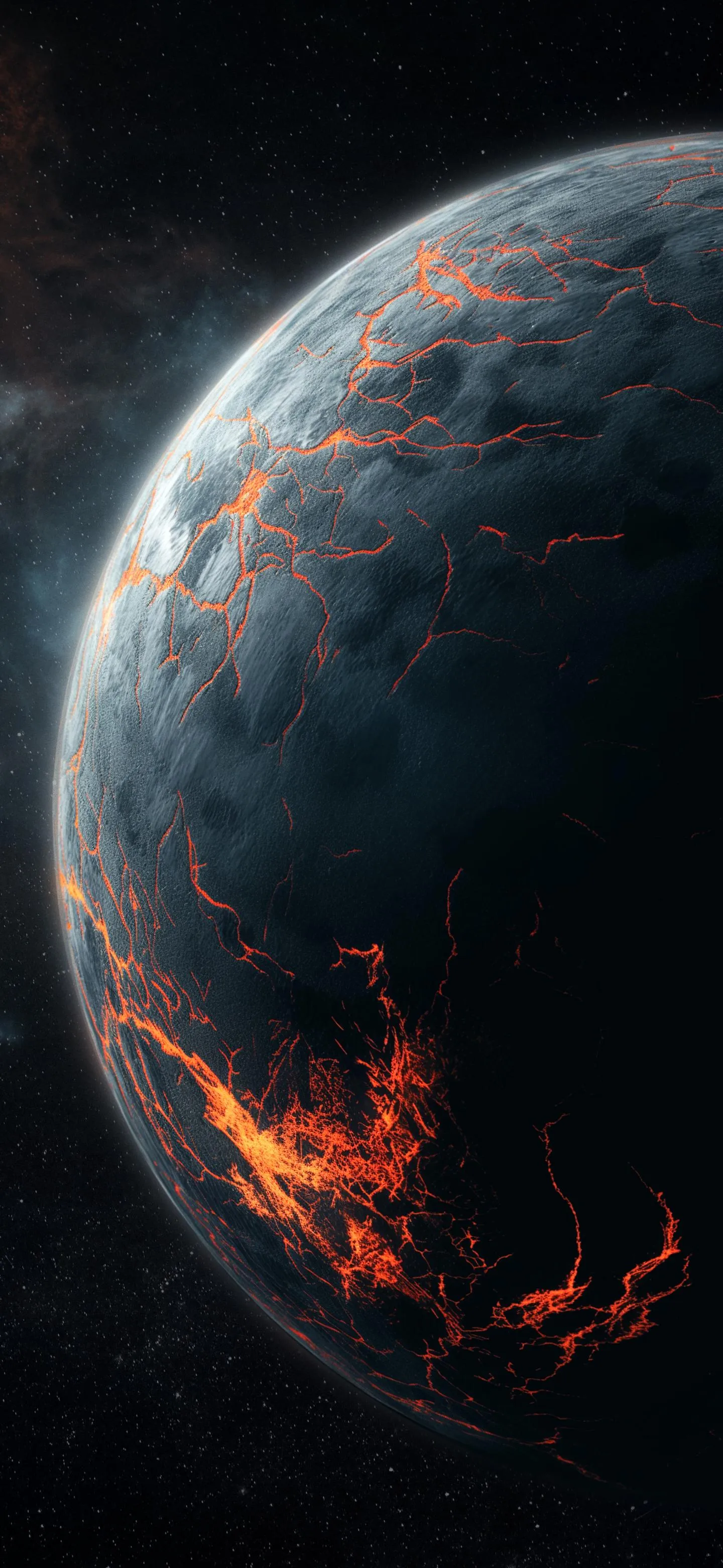 Earth and Space View with Fiery Planet Atmosphere Wallpaper