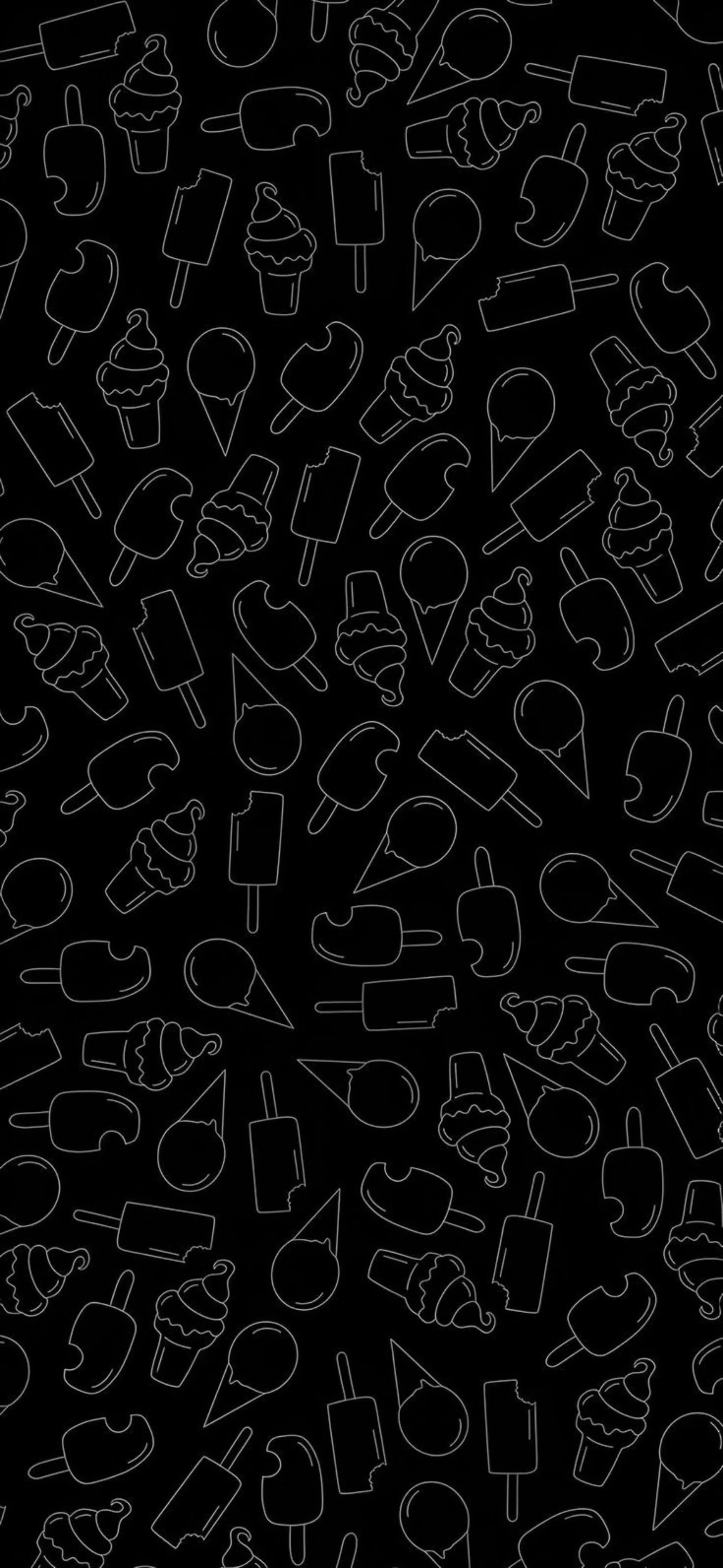 Elegant Black Ice cream Background Pattern Wallpaper