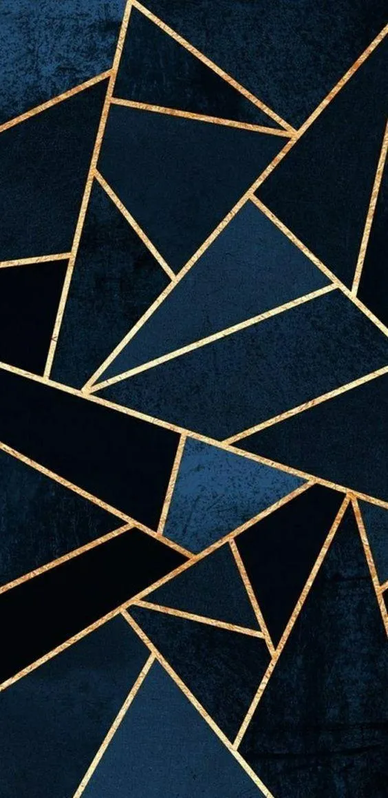 Elegant dark blue with gold geometric lines design Wallpaper