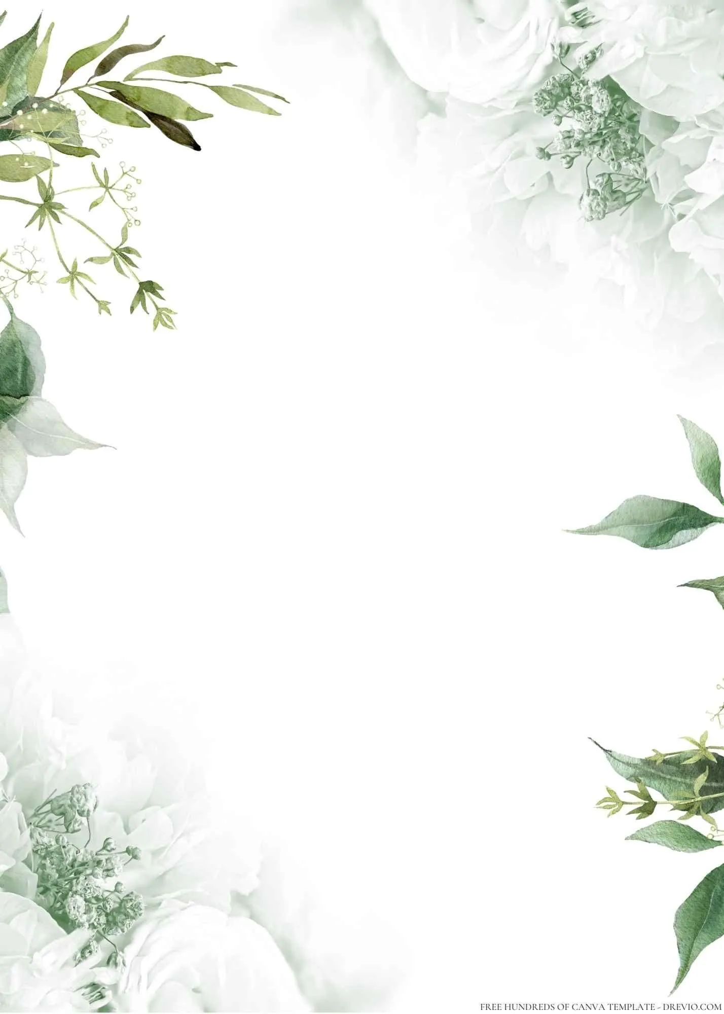 Elegant green floral border with soft white space Wallpaper