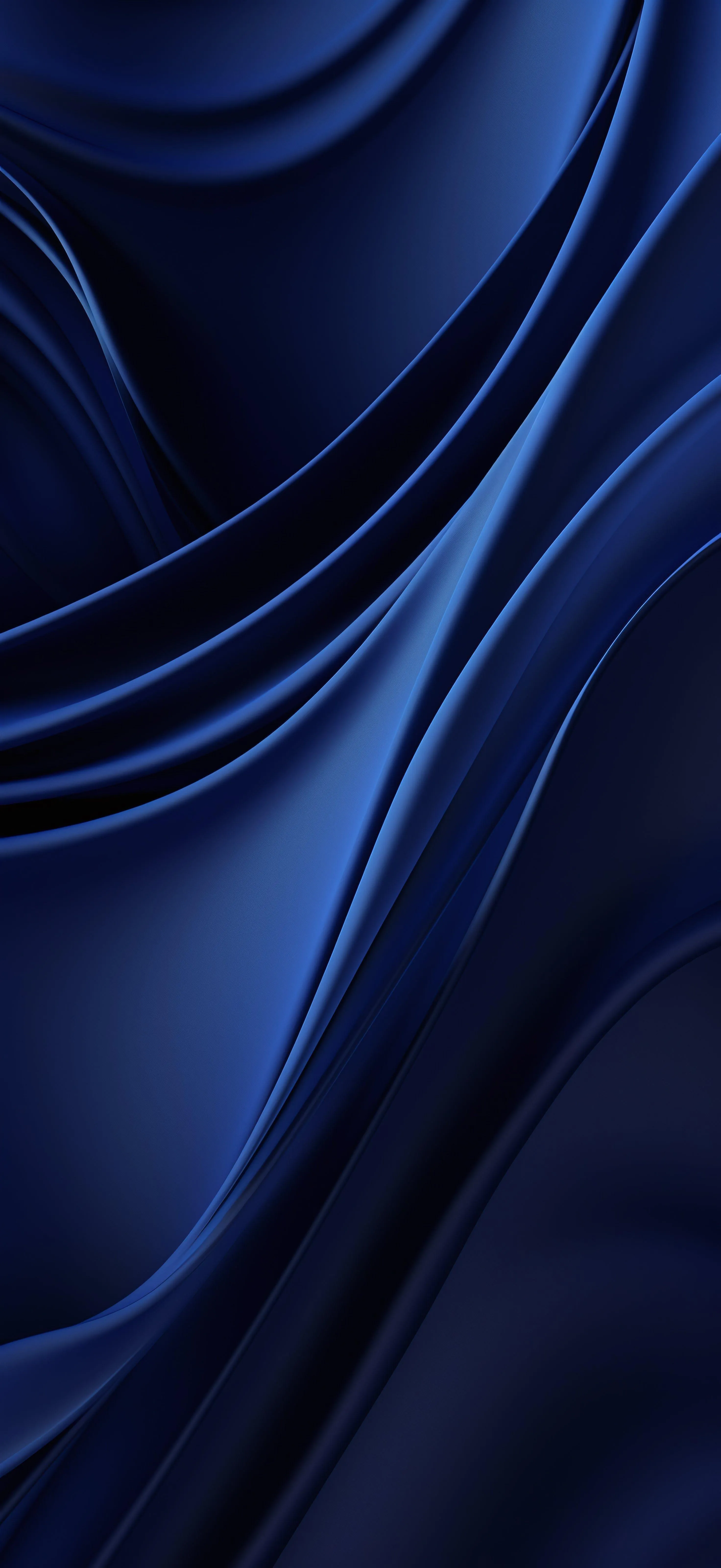 Elegant smooth dark blue satin fabric with folds Wallpaper