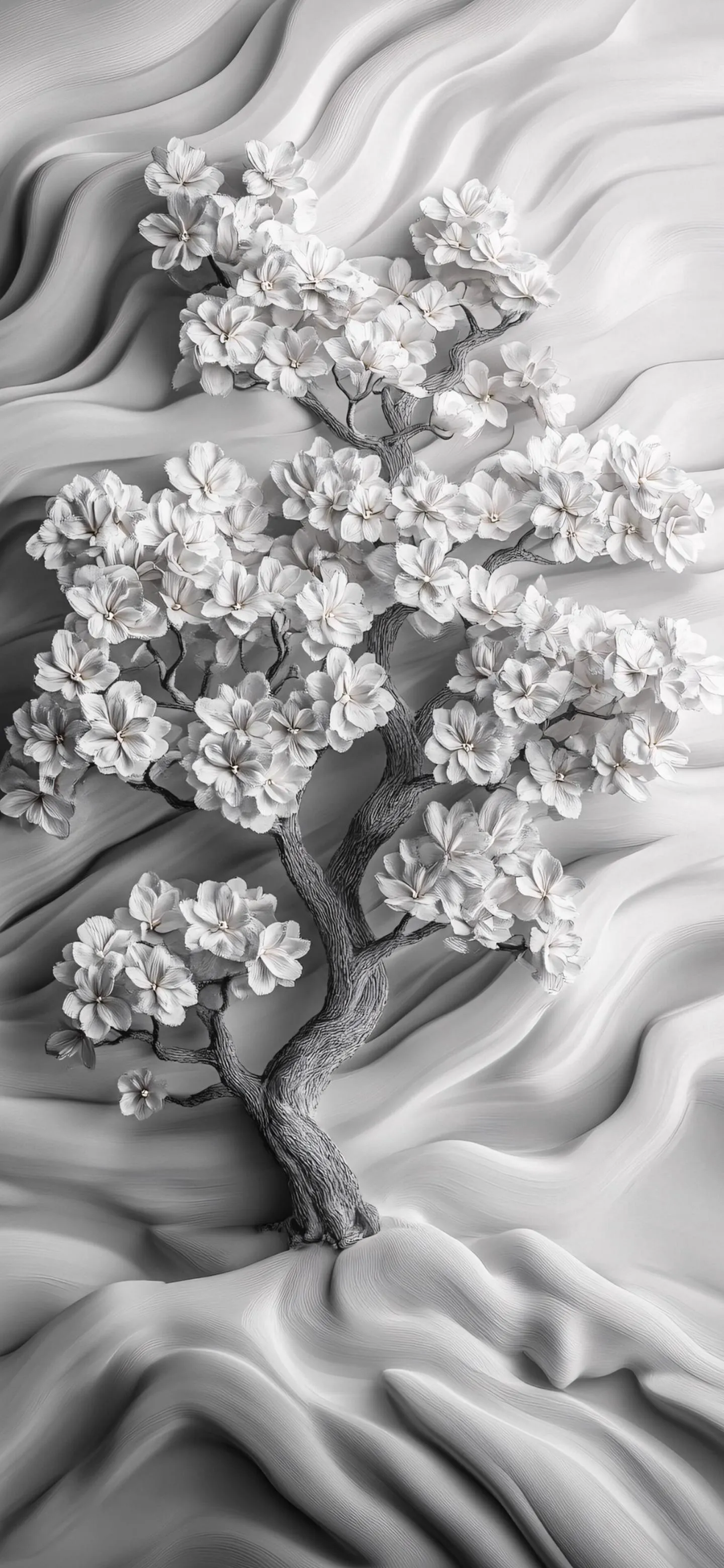 Elegant white floral arrangement on textured surface