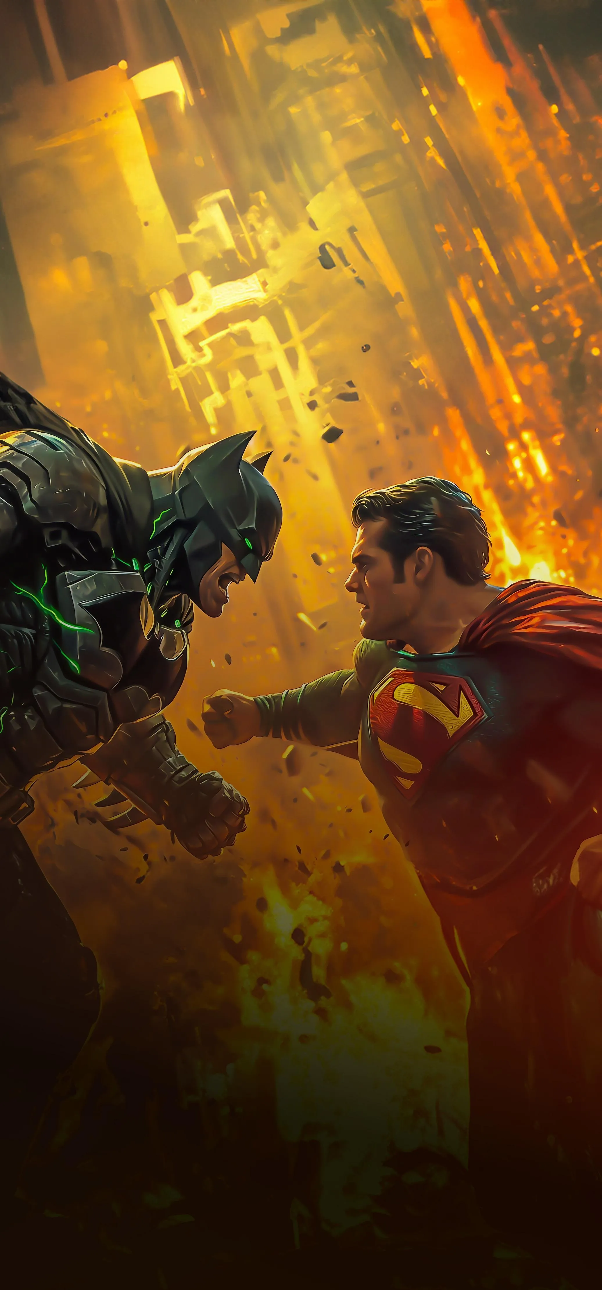 Epic Fantasy Battle Scene with Warriors and Fire Wallpaper