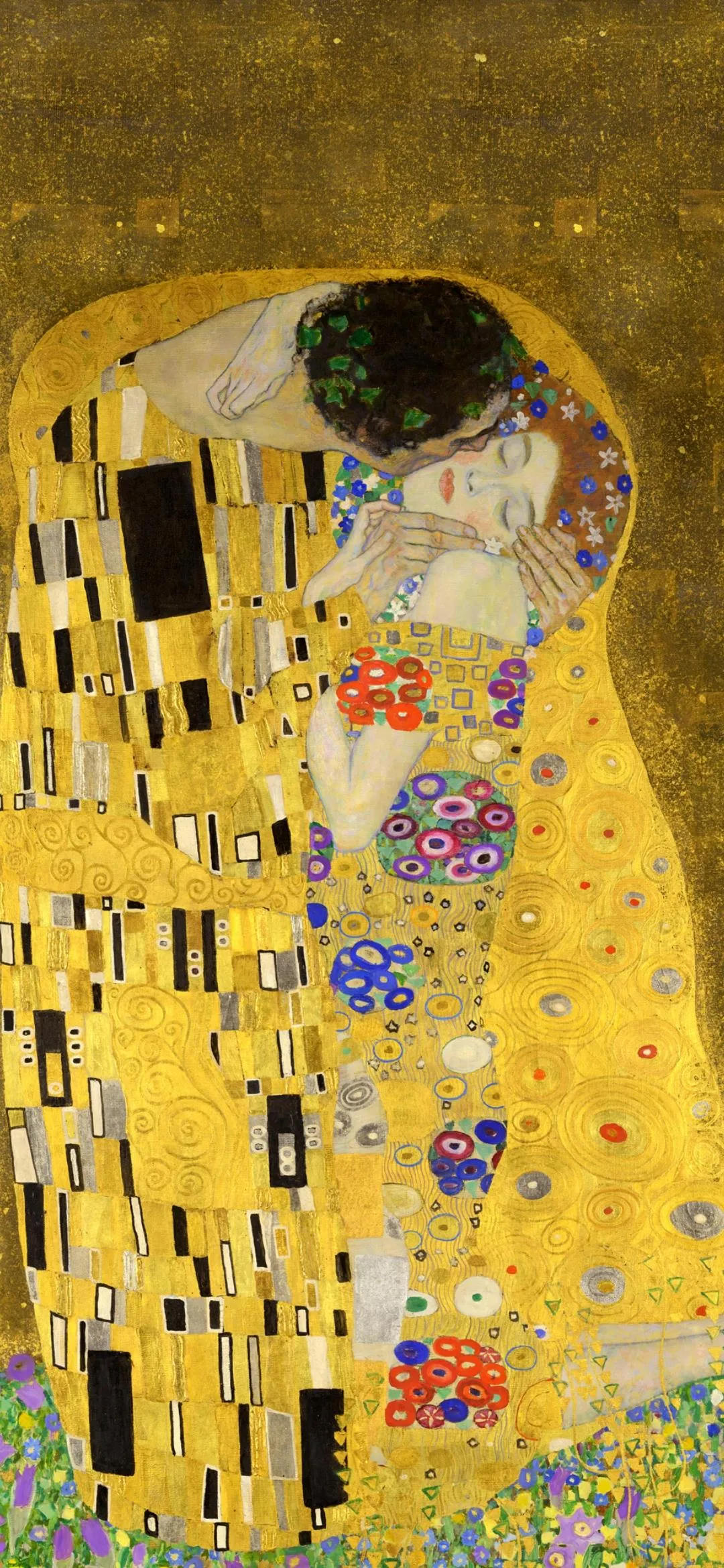 Famous Golden Art with Romantic Couple Scene Wallpaper