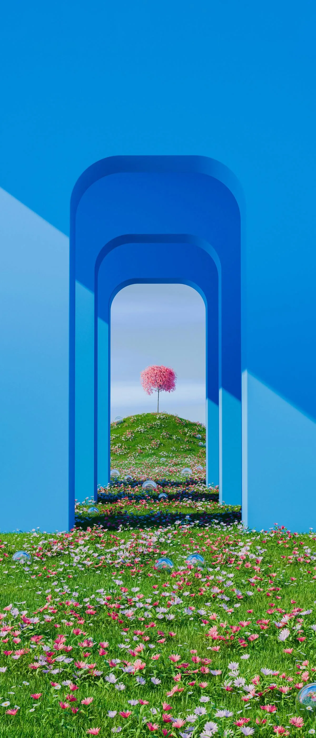 Fantasy Pathway Leading to Door in Vibrant Green Landscape