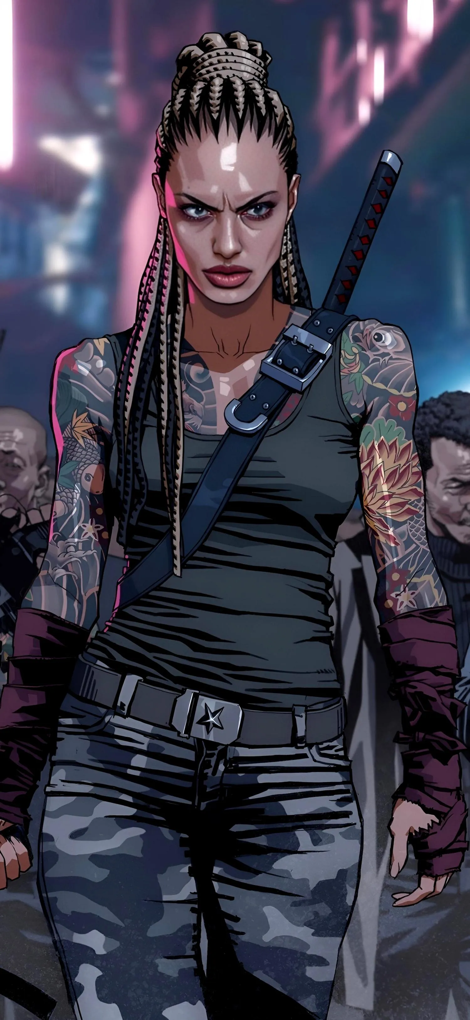 Female Cyberpunk Soldier with Gun in Futuristic Suit