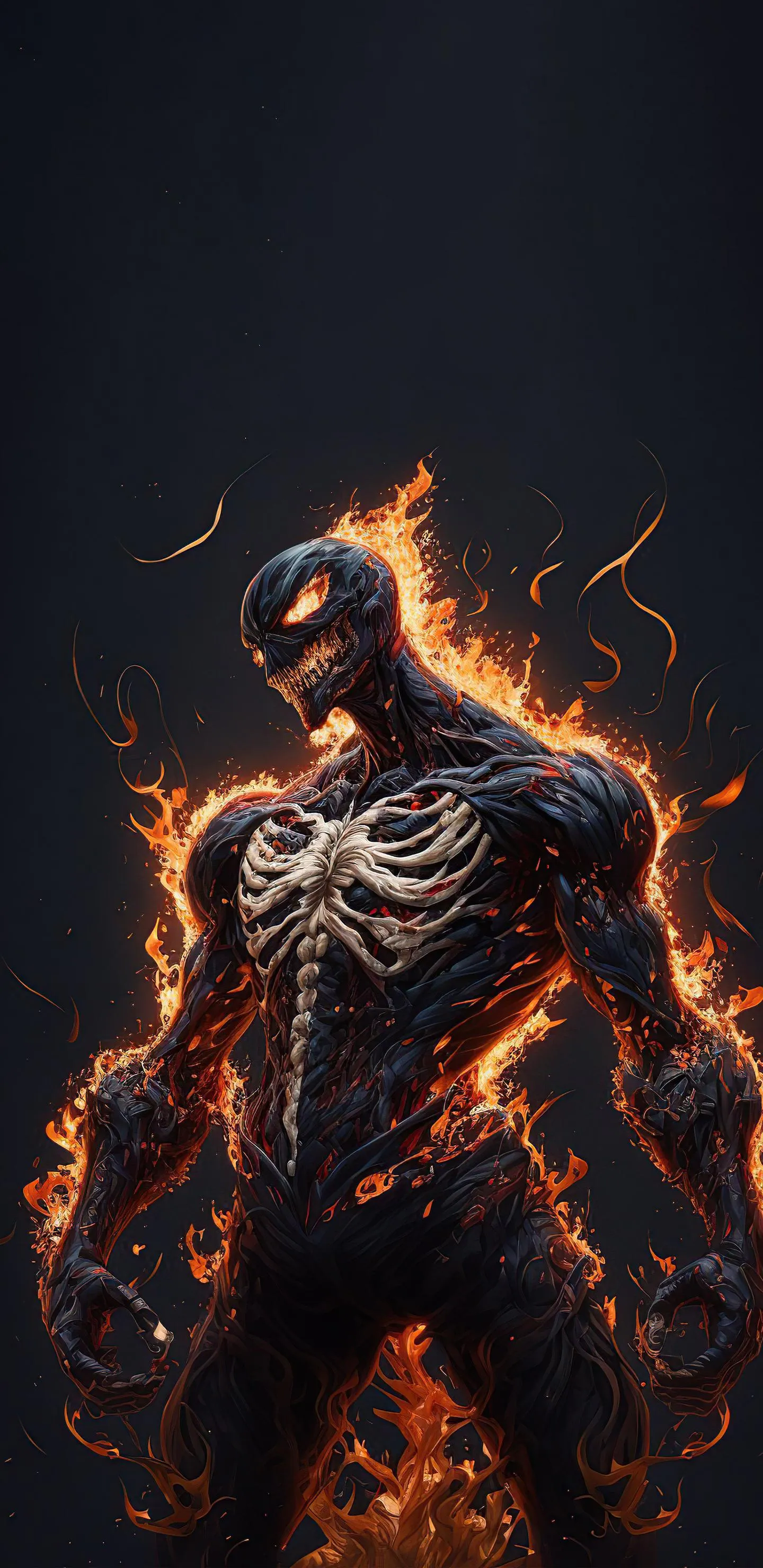 Fiery Warrior Covered in Flames and Glowing Lava Effects