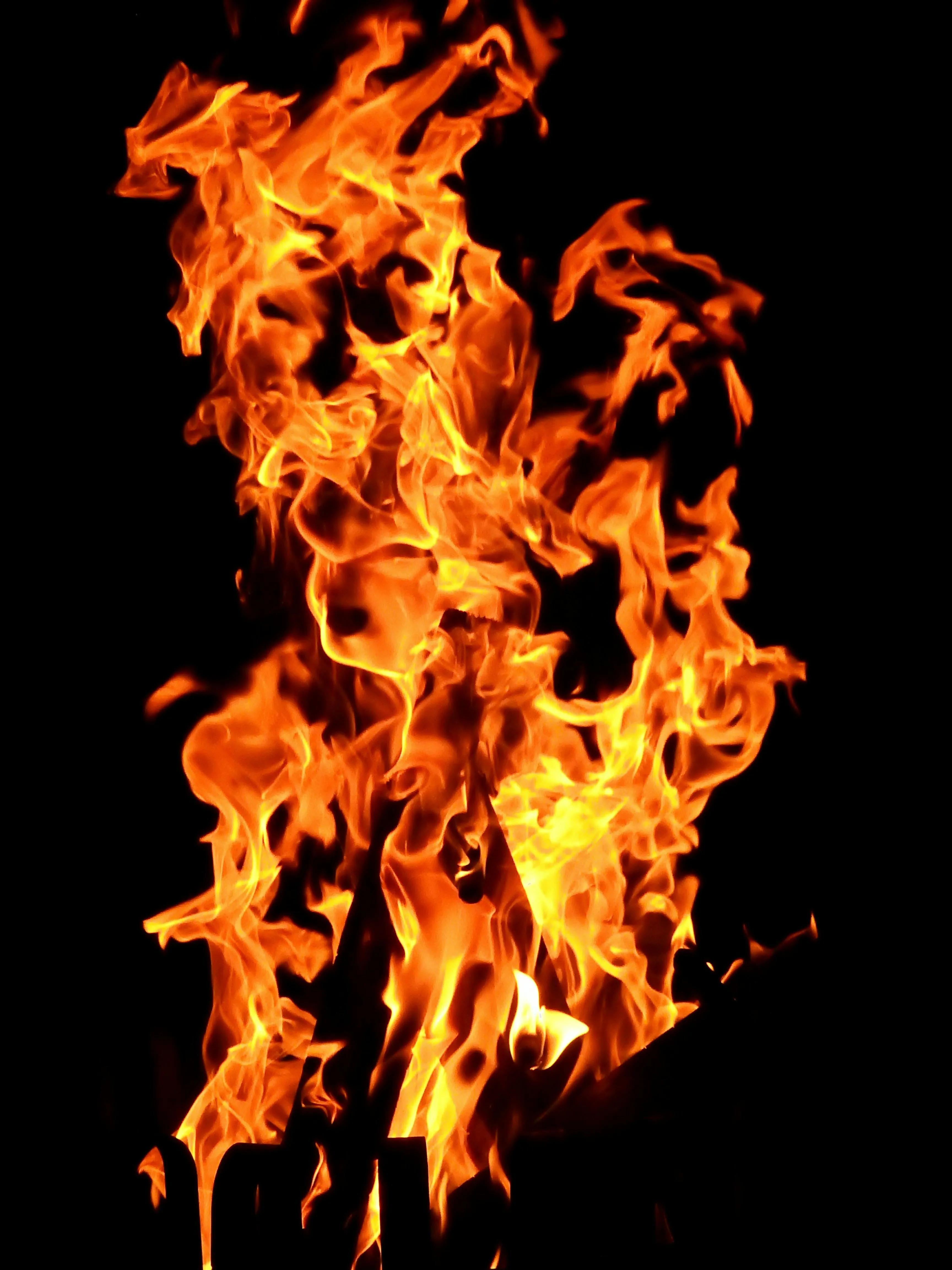 Fire flames on a black background for a dramatic look 4K