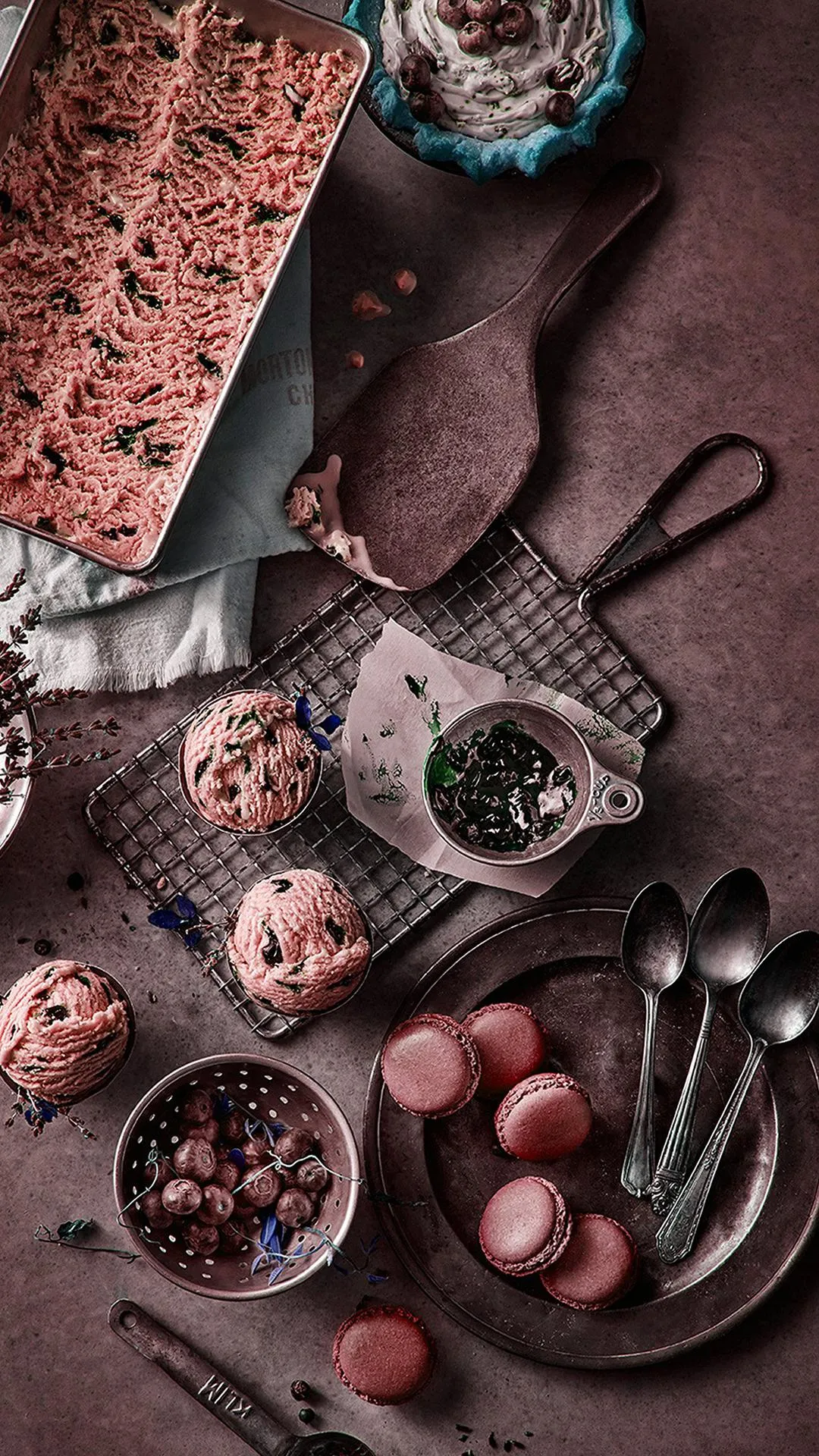 Flat Lay of Cookies on Rustic Kitchen Items Wallpaper