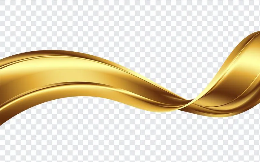 Flowing golden ribbon on a transparent background image