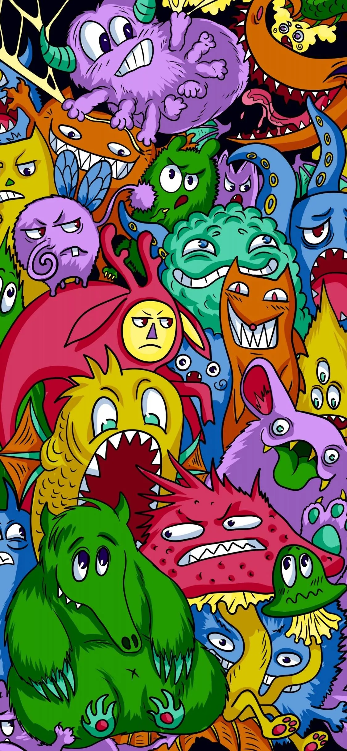 Fun cartoon monsters in vibrant colorful illustration