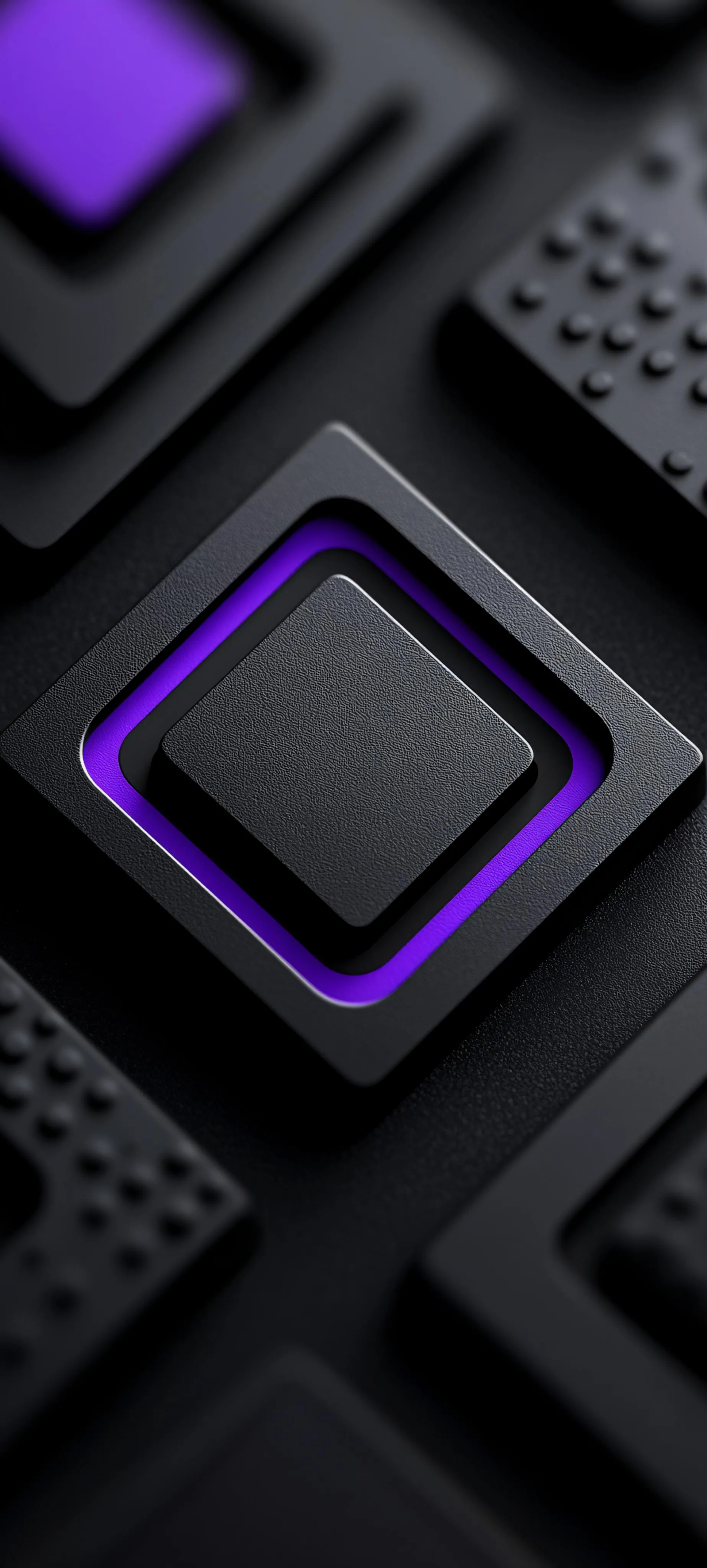 Futuristic Black and Purple Tech Circuit Design Wallpaper