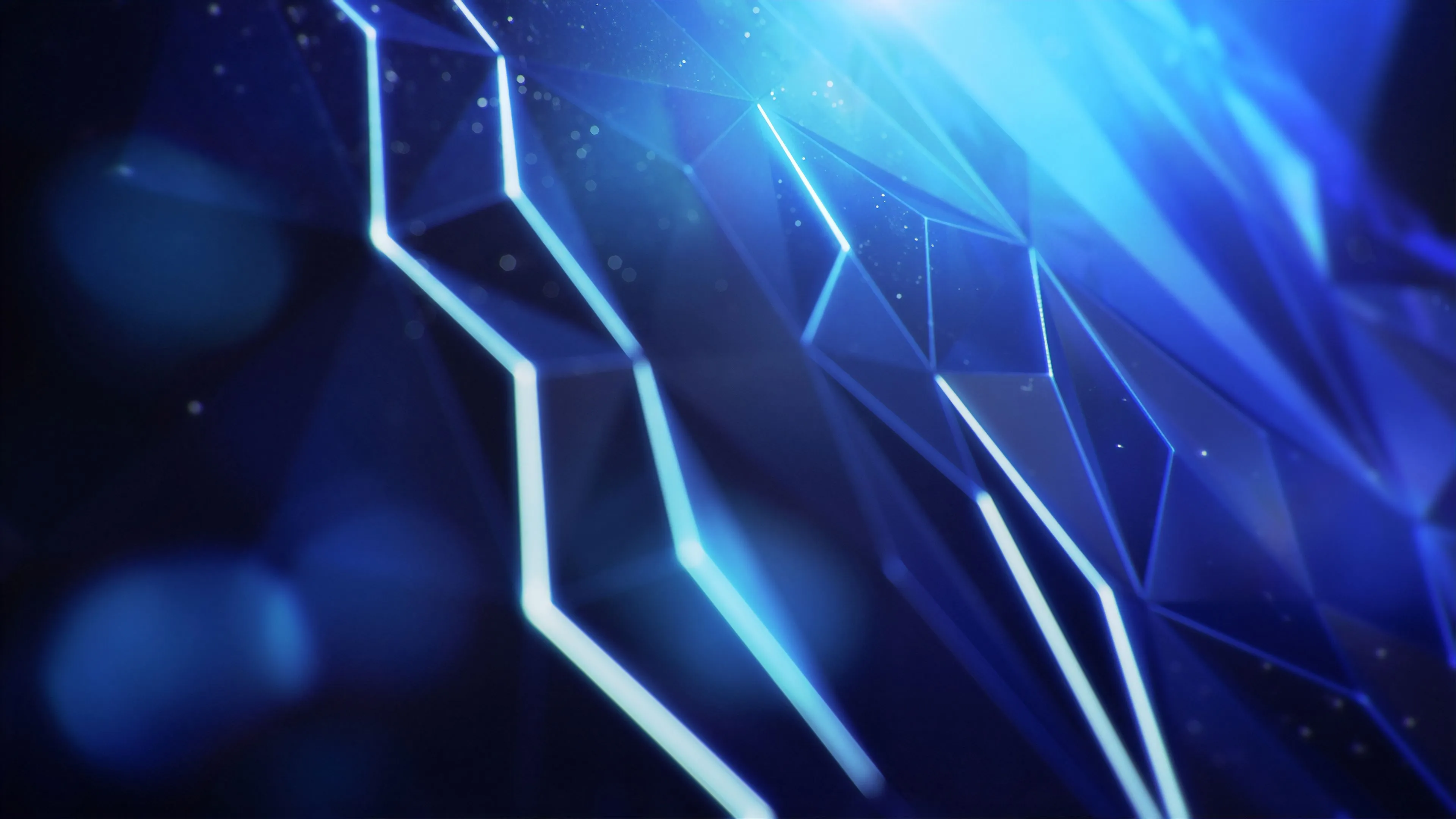 Futuristic glowing hexagon shapes with blue light effect