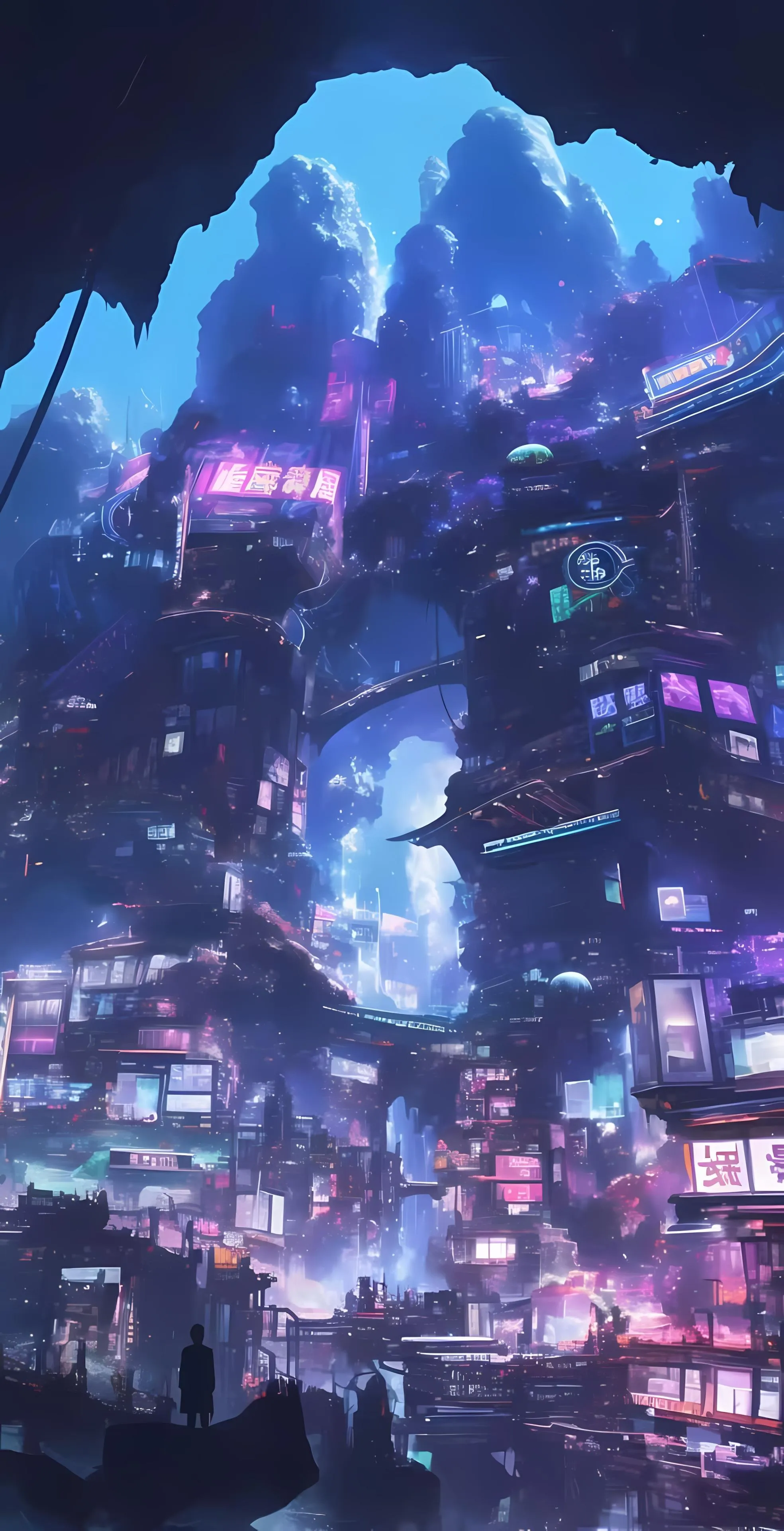 Futuristic Neon Cityscape at Night with Sci Fi Vibes