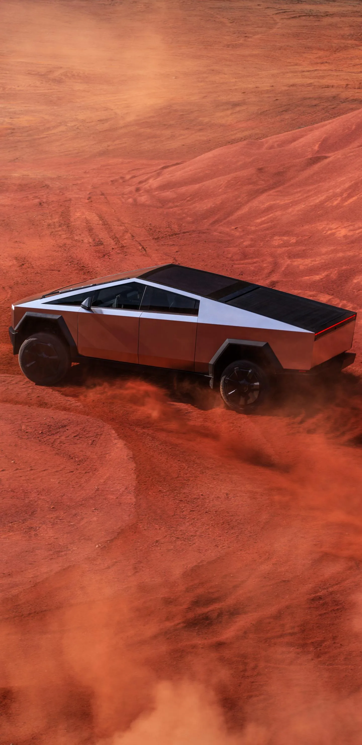 Futuristic Offroad Car Driving Through Red Desert Dust