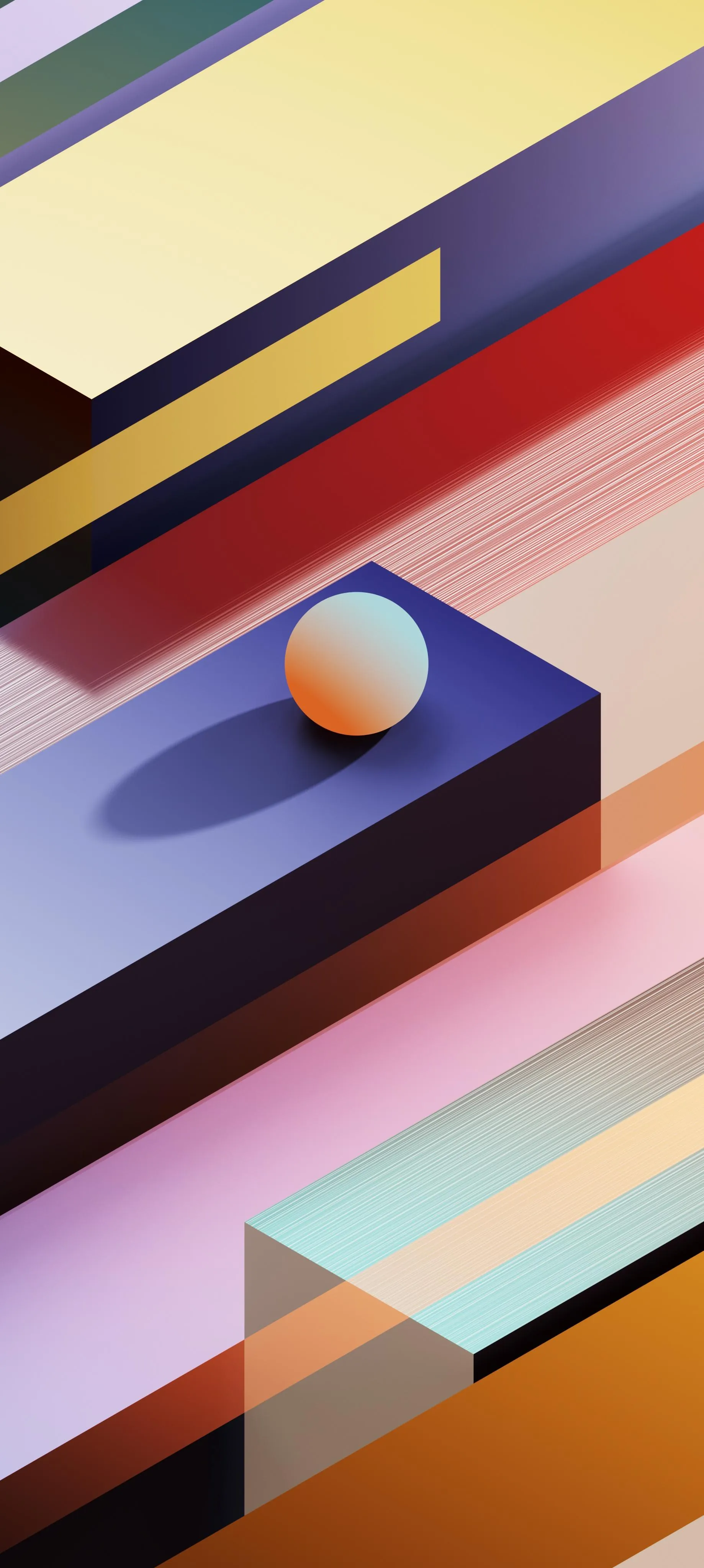 Geometric 3D Blocks in Bright Retro Color Palette Wallpaper