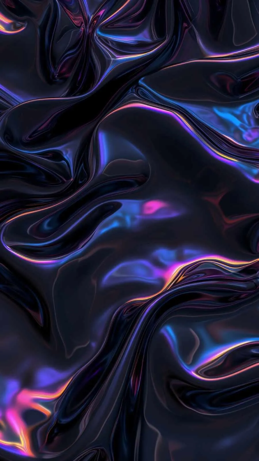 Glossy fluid pattern with black and neon lighting effects