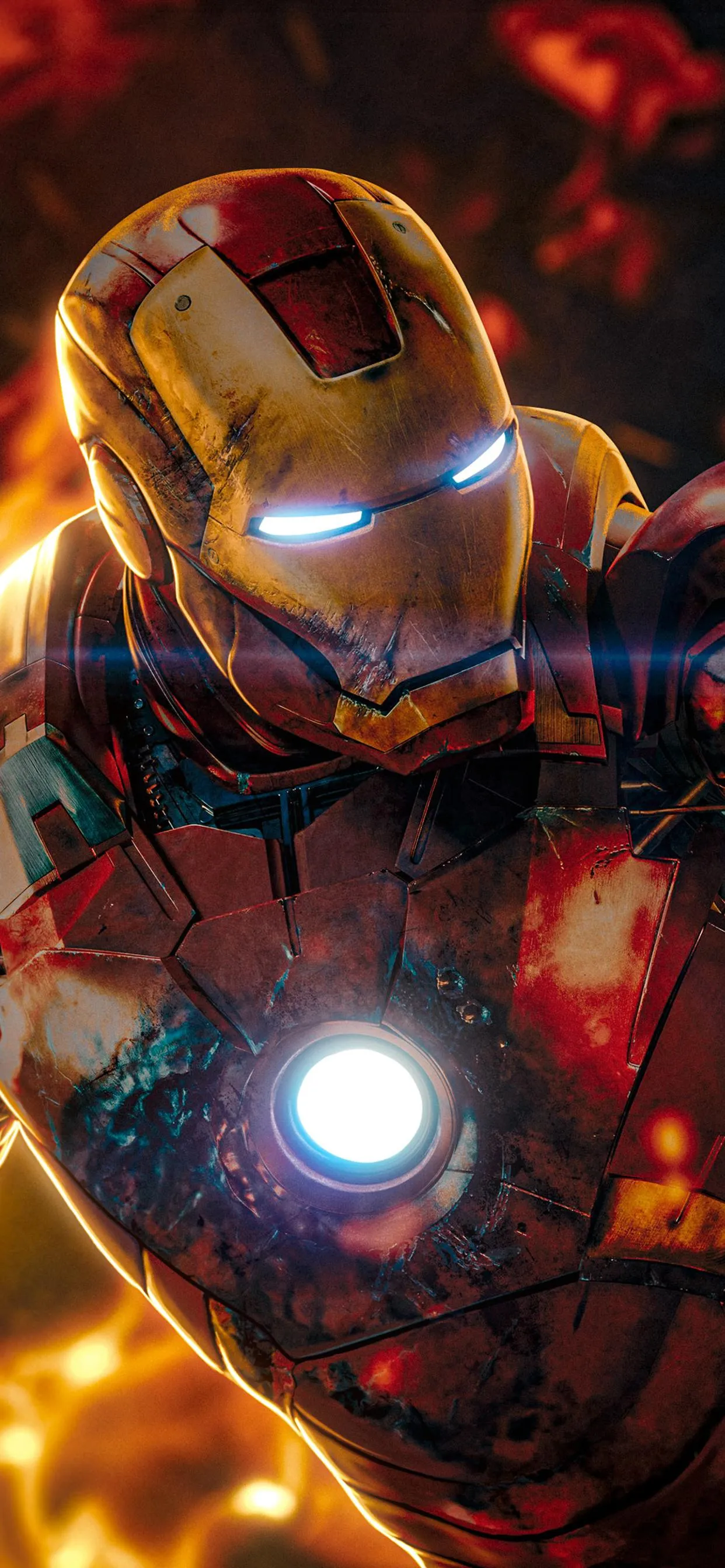 Glowing futuristic Iron Man inspired armor closeup Wallpaper