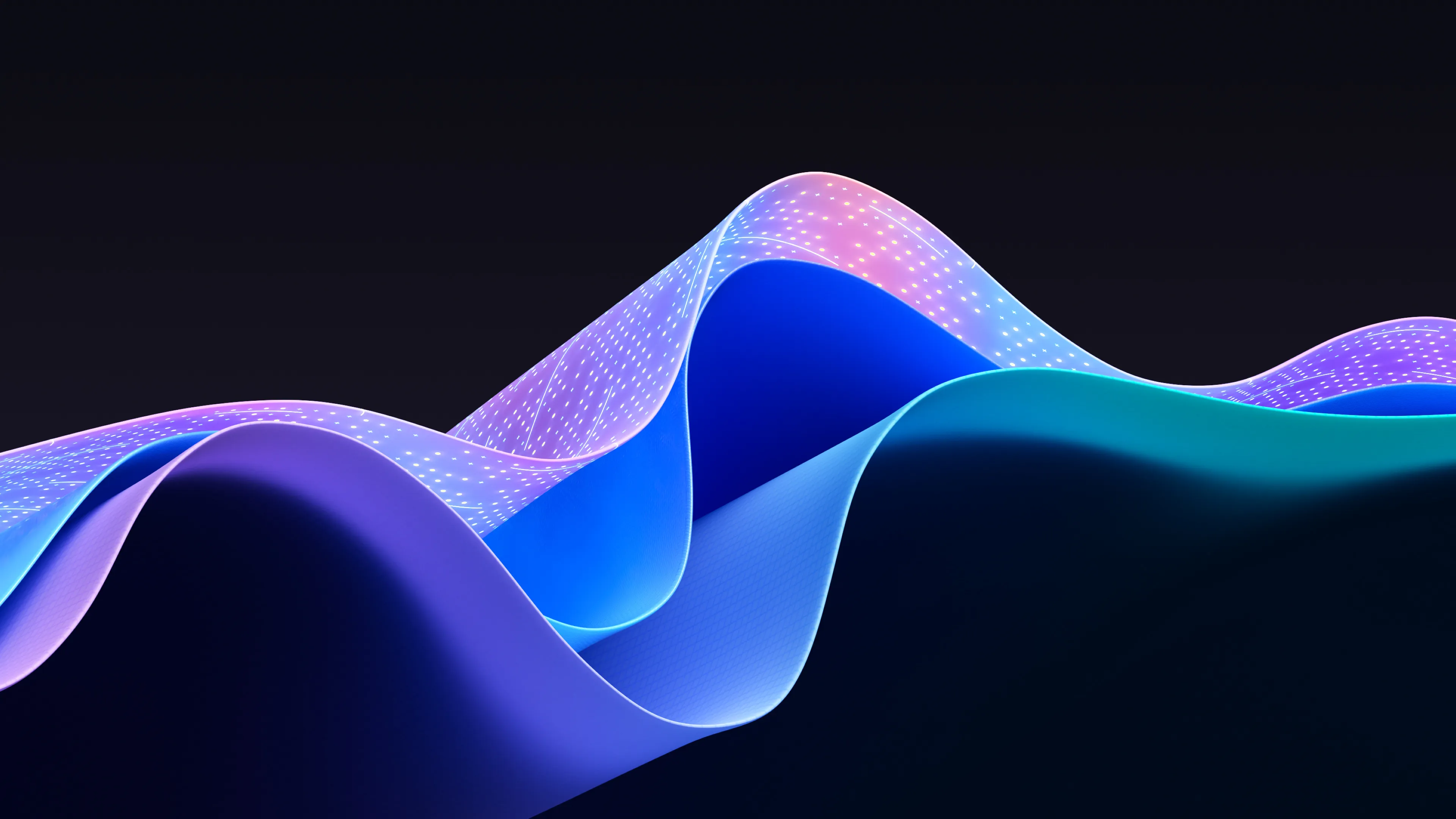 Glowing neon waveforms on a dark background free Wallpaper