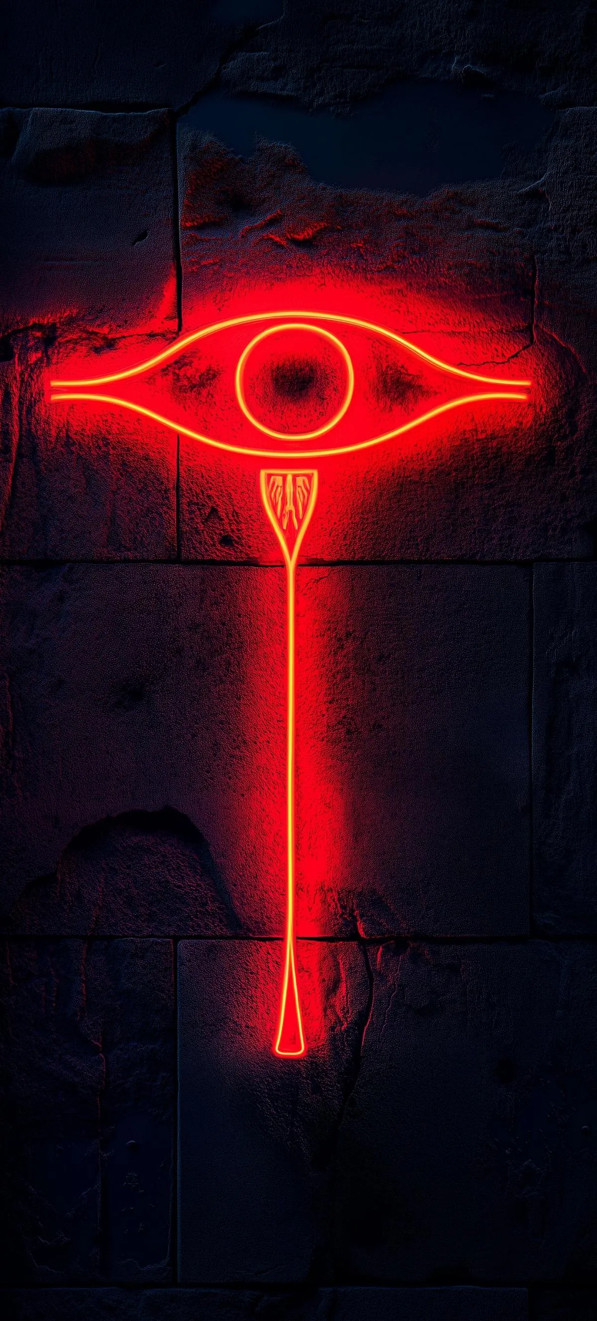 Glowing Red Eye with Dark Futuristic Design Background