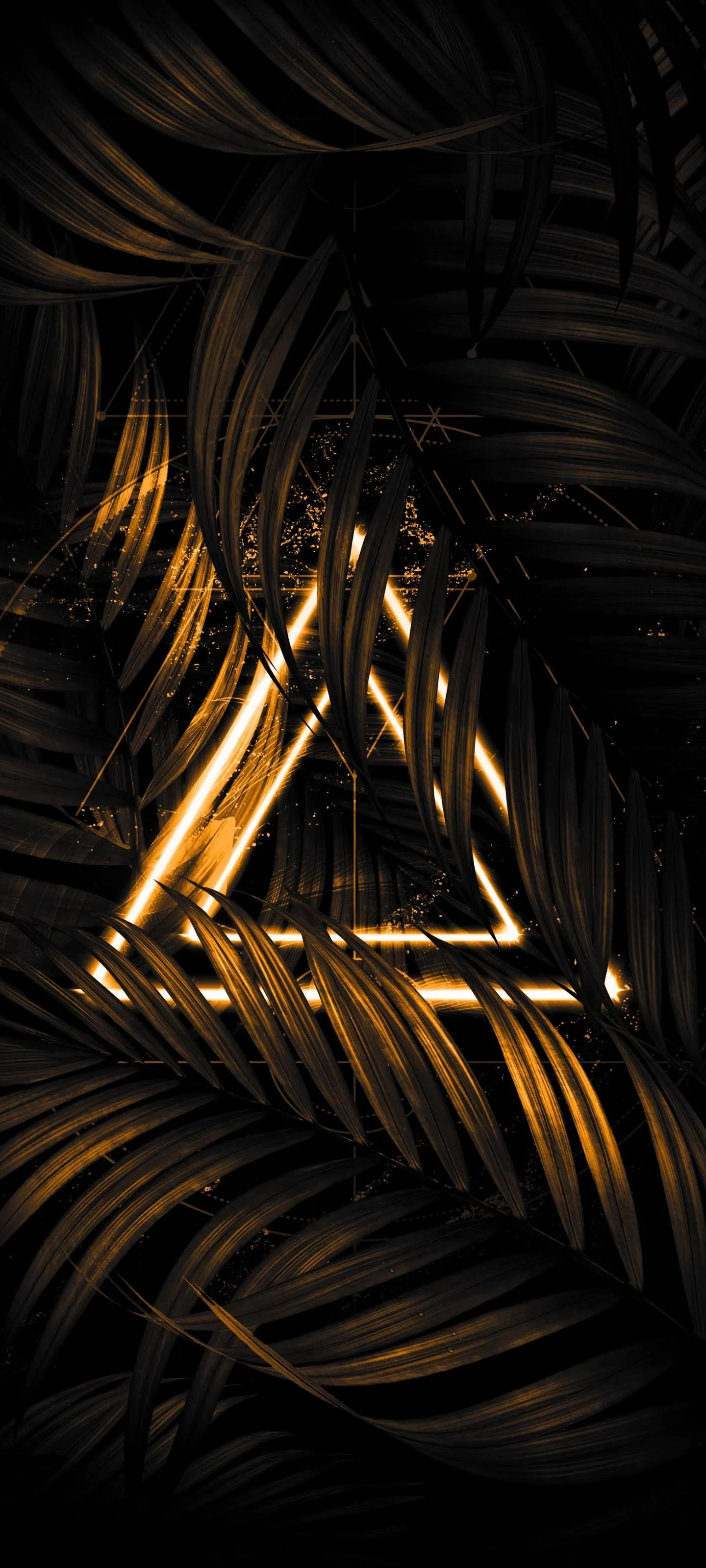 Golden Palm Leaves on Black Background in Luxury Design