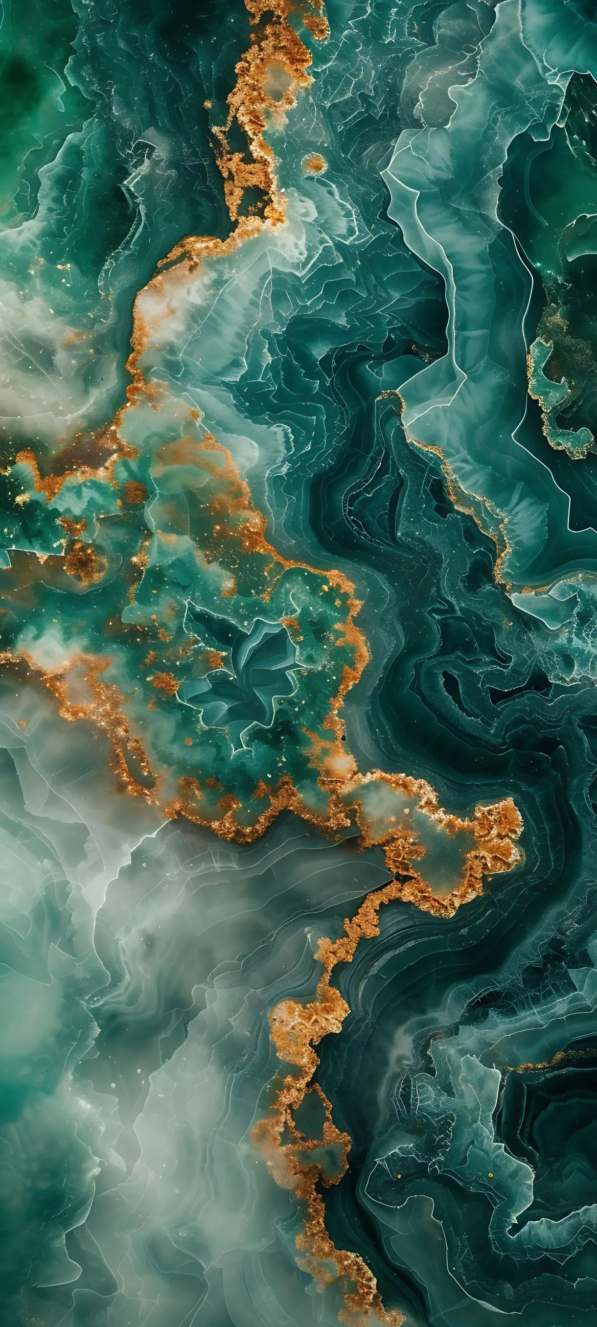 Green and Gold Abstract Marble Texture free Wallpaper