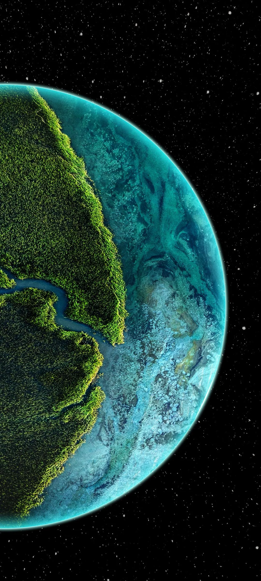 Half Earth from Space with Starry Background Wallpaper