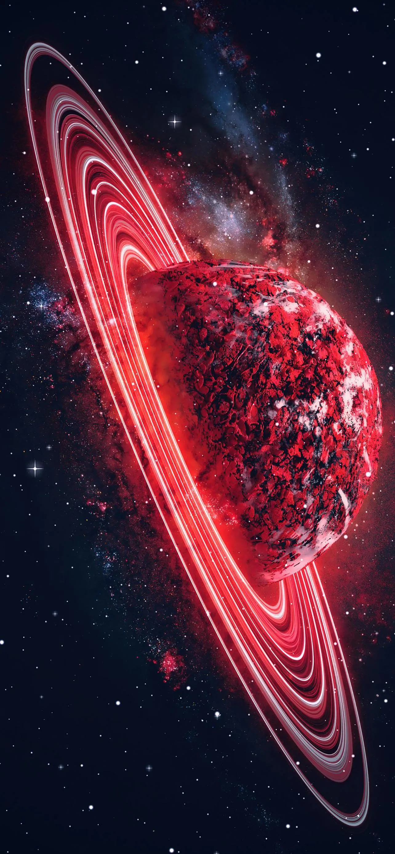 Heart Shaped Galaxy with Bright Stars and Red Glow Wallpaper