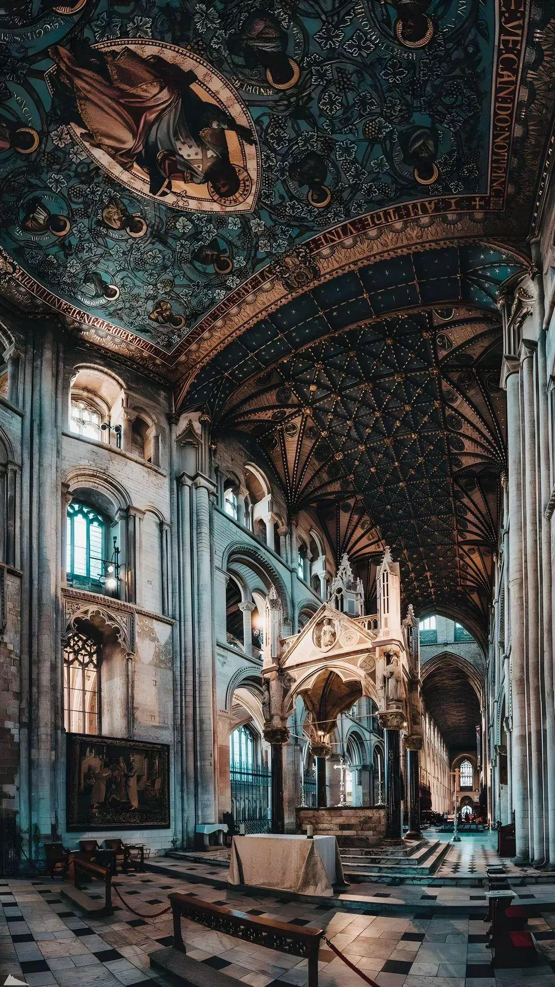 Historic Cathedral Interior with Grand Design Wallpaper